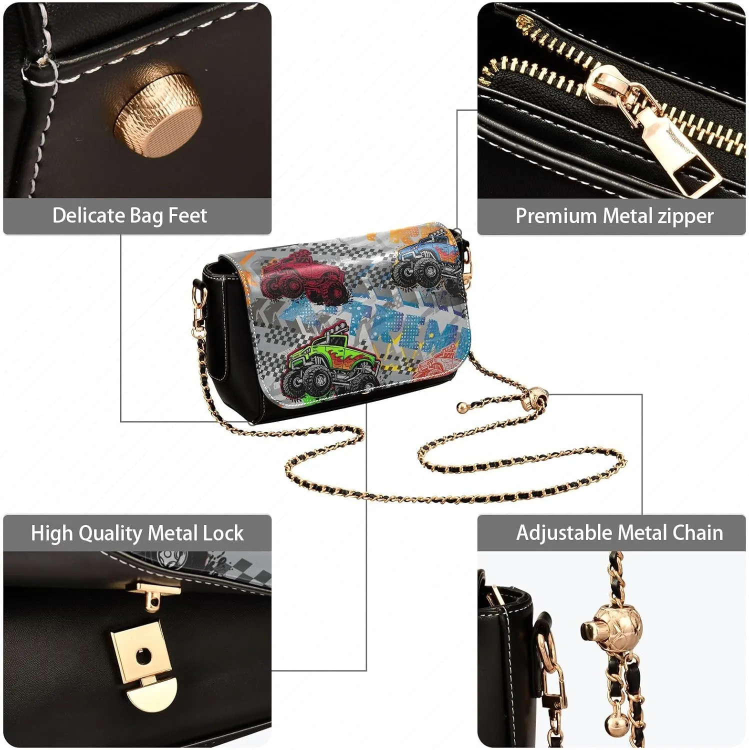 Crossbody Bags for Women Trendy Women's Black Shoulder Bag Small PU Leather Flap Cross Body Bag Handbags