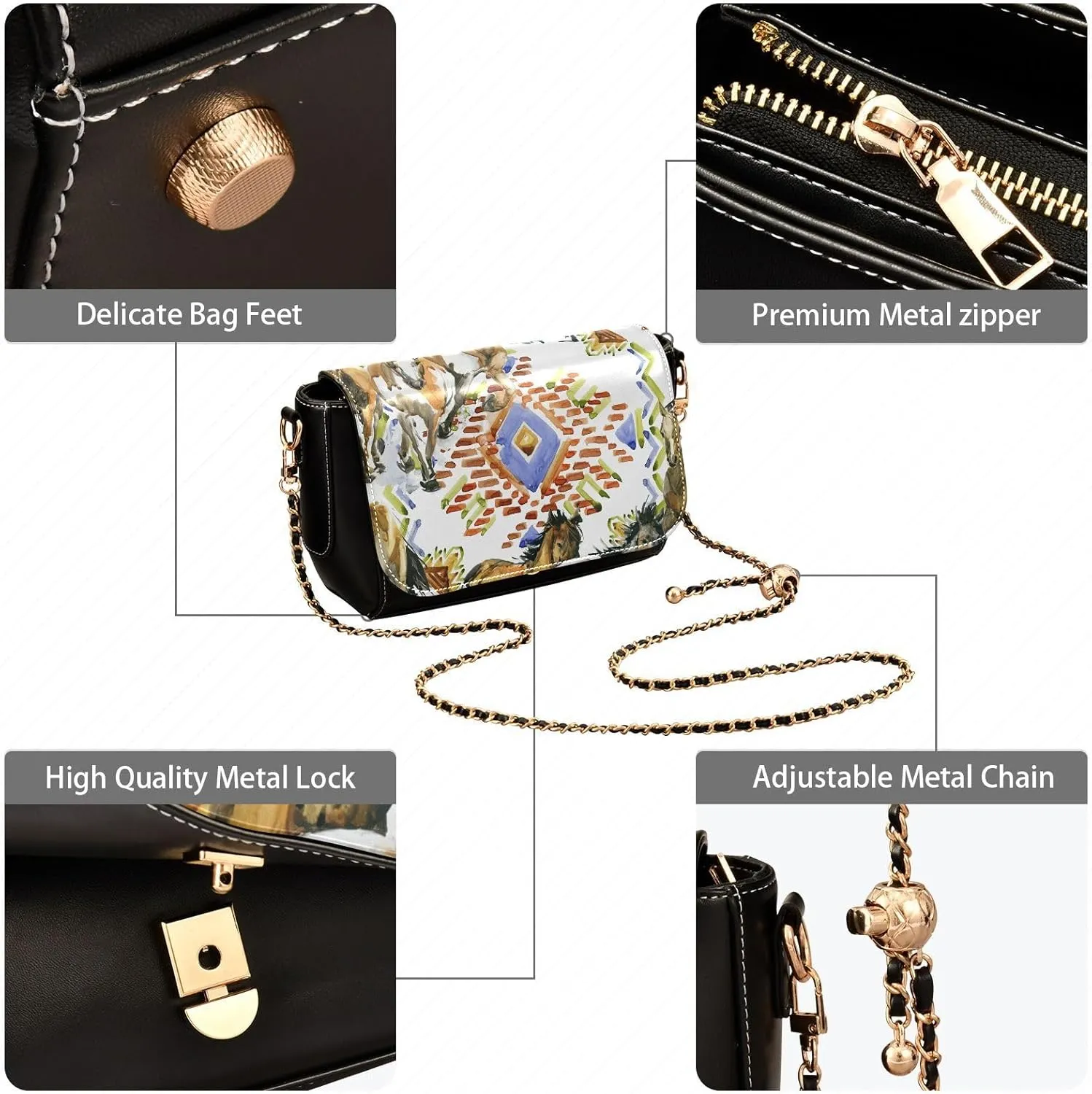 Crossbody Bags for Women Trendy Women's Black Shoulder Bag Small PU Leather Flap Cross Body Bag Handbags