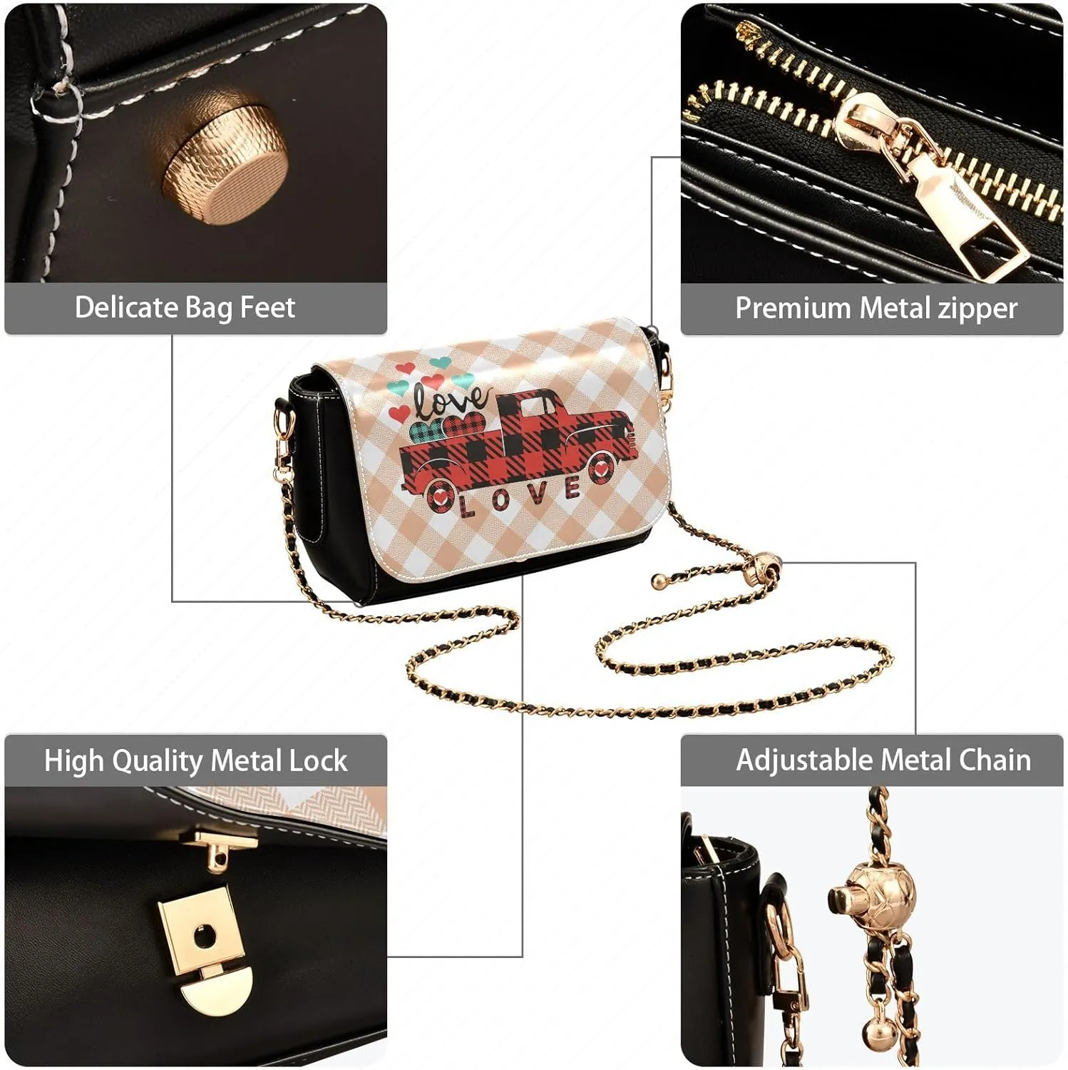 Crossbody Bags for Women Trendy Women's Black Shoulder Bag Small PU Leather Flap Cross Body Bag Handbags