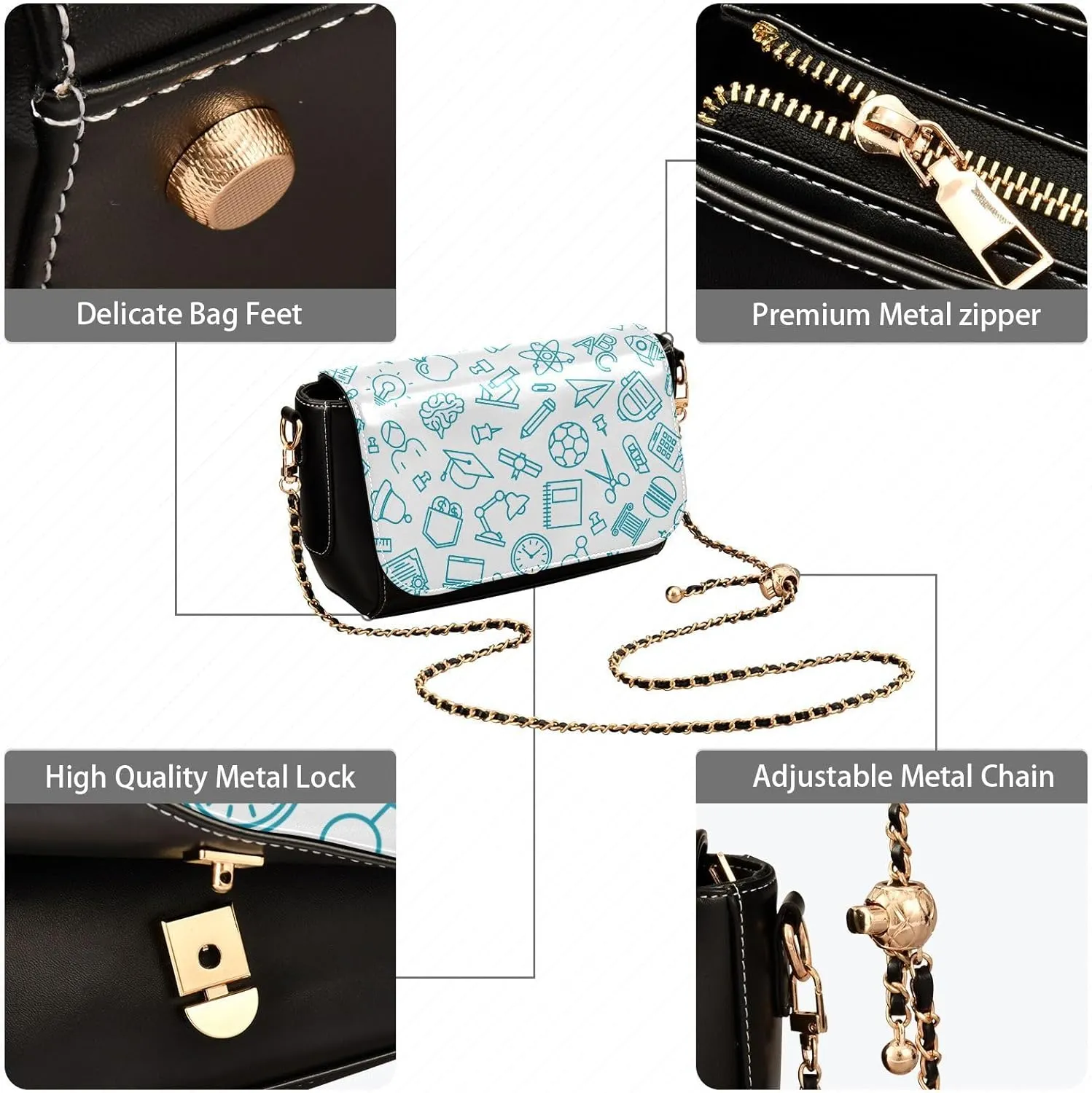 Crossbody Bags for Women Trendy Women's Black Shoulder Bag Small PU Leather Flap Cross Body Bag Handbags