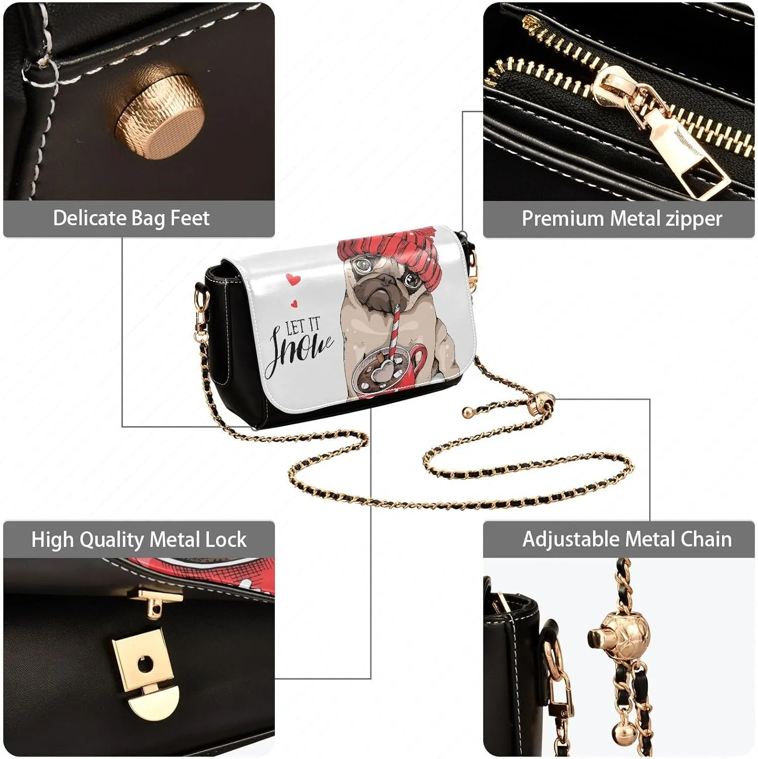 Crossbody Bags for Women Trendy Women's Black Shoulder Bag Small PU Leather Flap Cross Body Bag Handbags