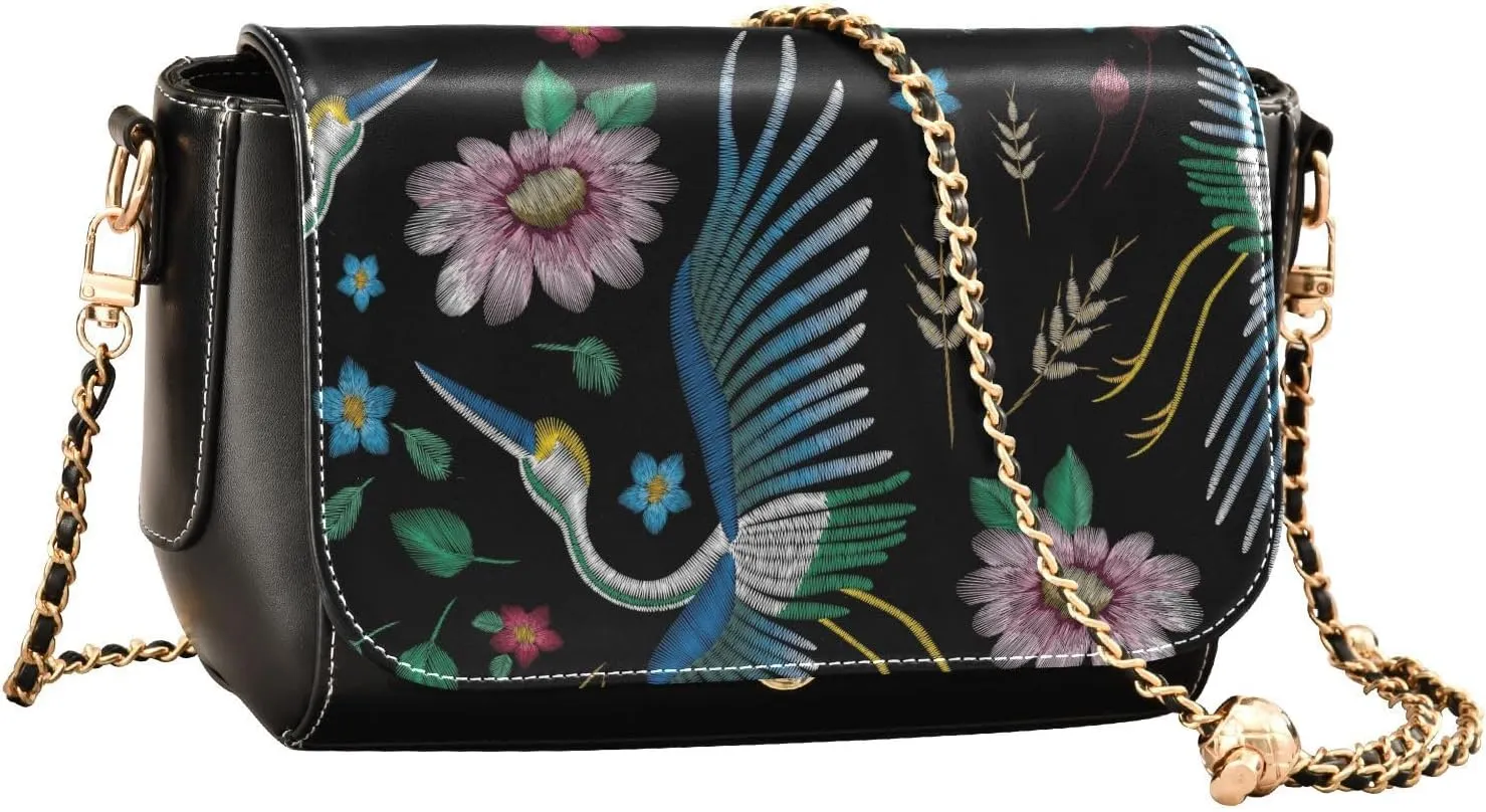 Crossbody Bags for Women Trendy Women's Black Shoulder Bag Small PU Leather Flap Cross Body Bag Handbags