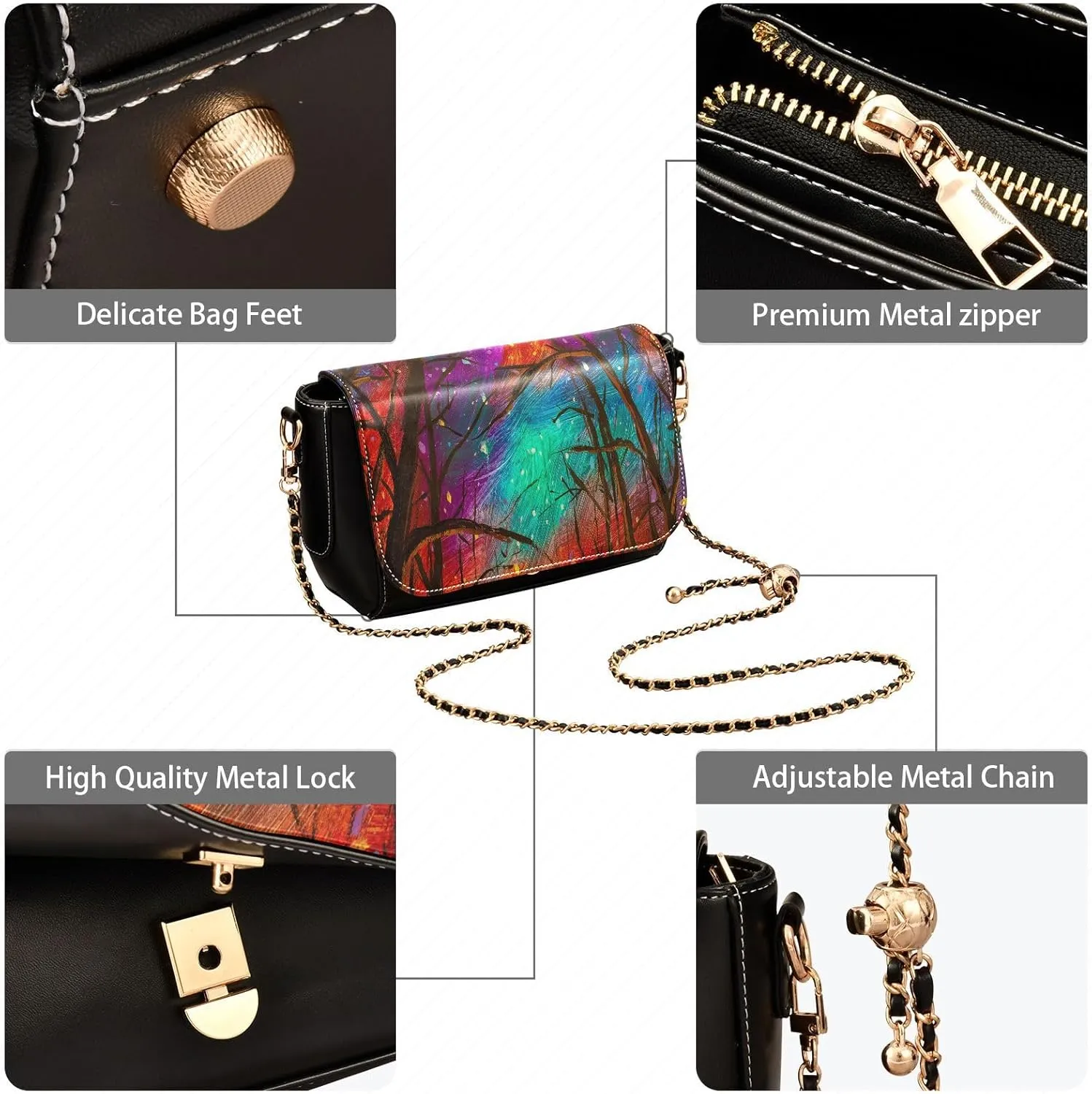 Crossbody Bags for Women Trendy Women's Black Shoulder Bag Small PU Leather Flap Cross Body Bag Handbags