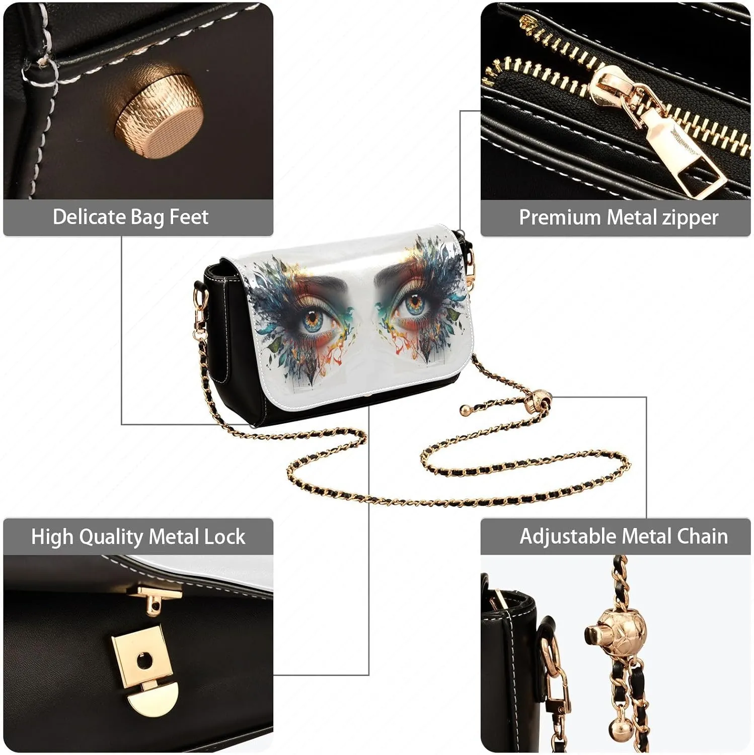 Crossbody Bags for Women Trendy Women's Black Shoulder Bag Small PU Leather Flap Cross Body Bag Handbags