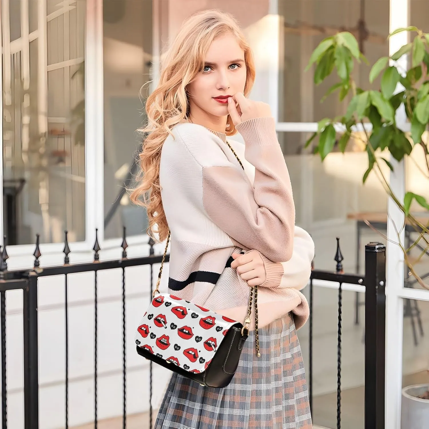Crossbody Bags for Women Trendy Women's Black Shoulder Bag Small PU Leather Flap Cross Body Bag Handbags