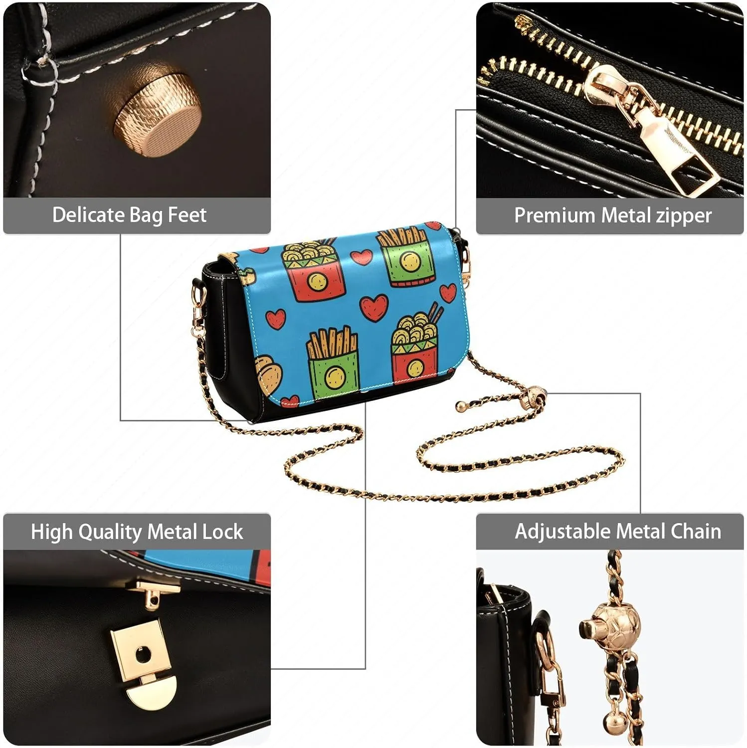 Crossbody Bags for Women Trendy Women's Black Shoulder Bag Small PU Leather Flap Cross Body Bag Handbags