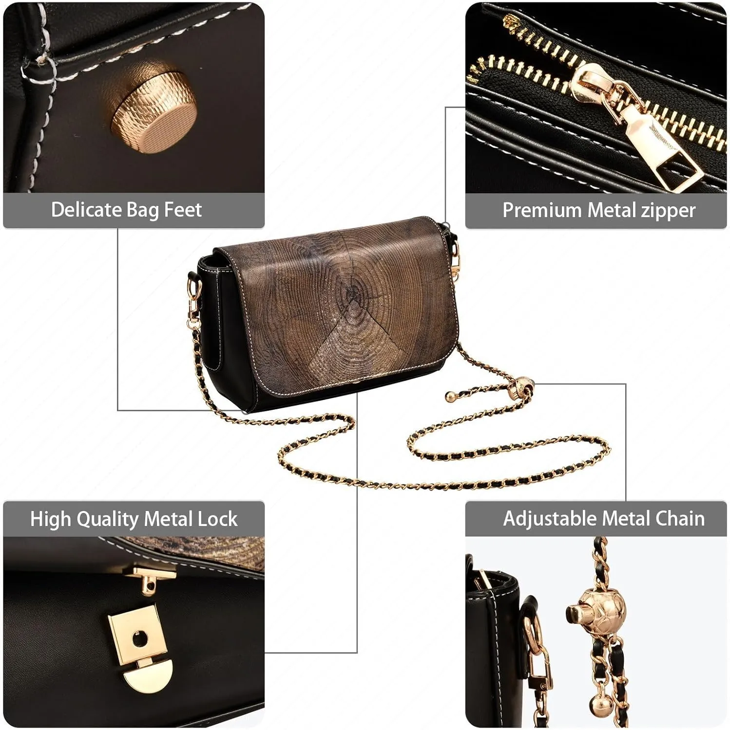 Crossbody Bags for Women Trendy Women's Black Shoulder Bag Small PU Leather Flap Cross Body Bag Handbags