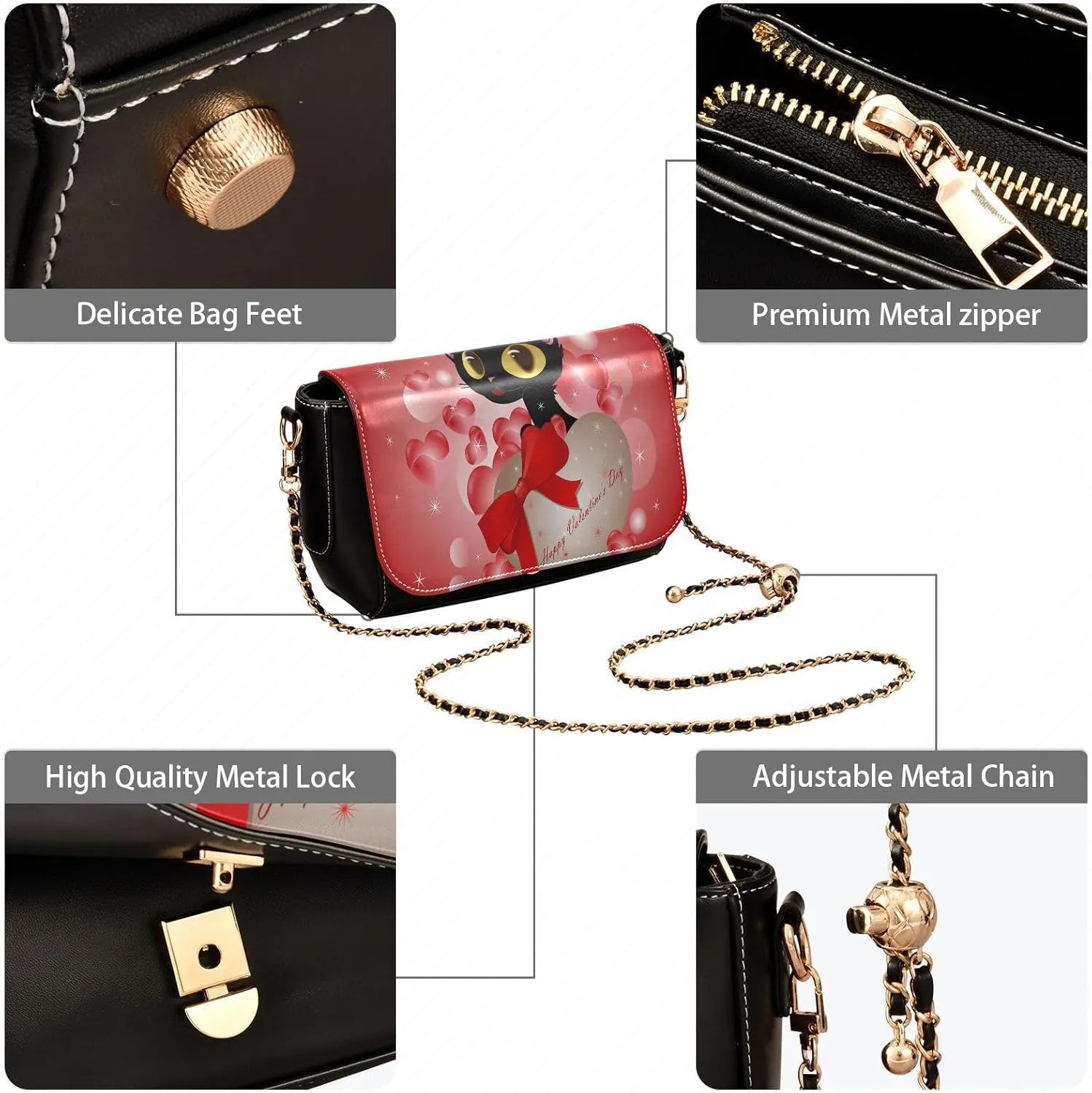 Crossbody Bags for Women Trendy Women's Black Shoulder Bag Small PU Leather Flap Cross Body Bag Handbags