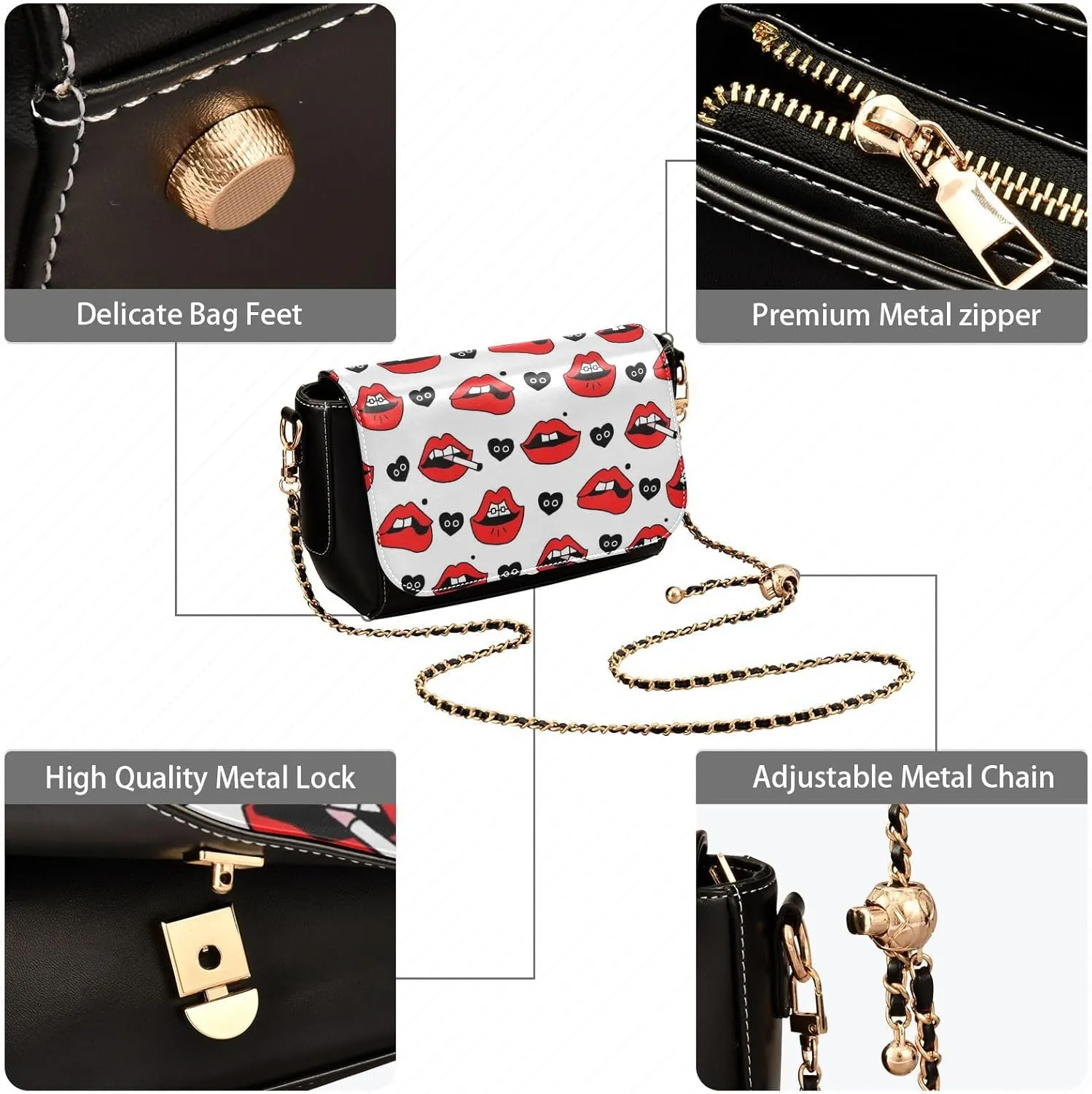 Crossbody Bags for Women Trendy Women's Black Shoulder Bag Small PU Leather Flap Cross Body Bag Handbags