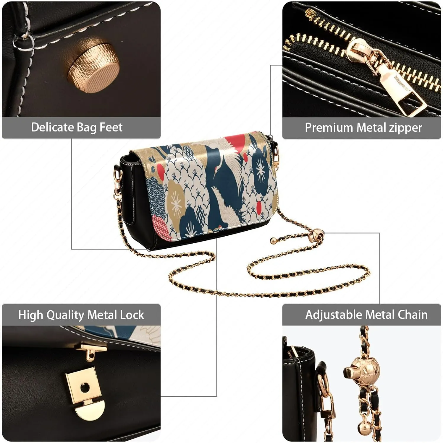 Crossbody Bags for Women Trendy Women's Black Shoulder Bag Small PU Leather Flap Cross Body Bag Handbags