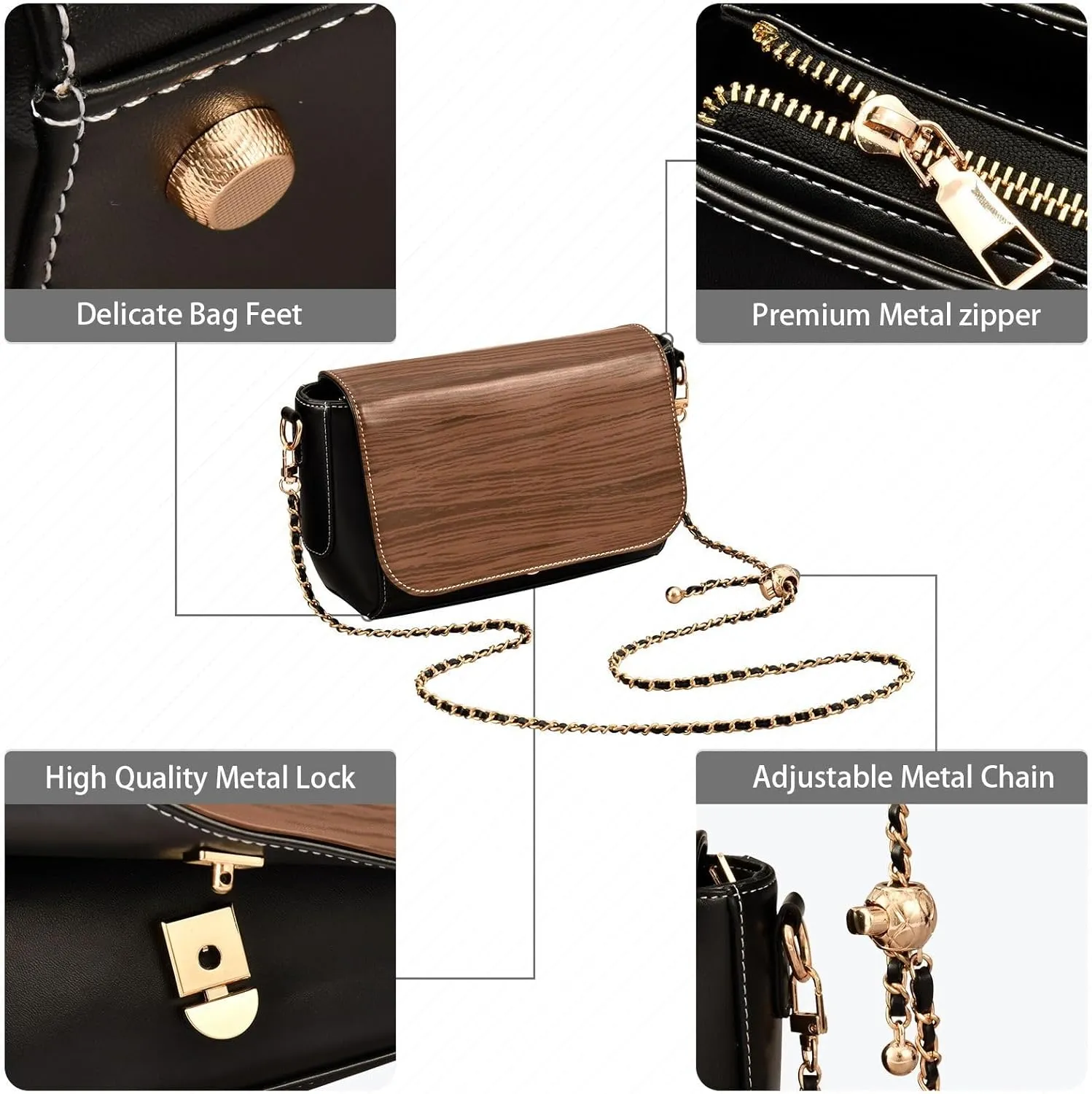Crossbody Bags for Women Trendy Women's Black Shoulder Bag Small PU Leather Flap Cross Body Bag Handbags