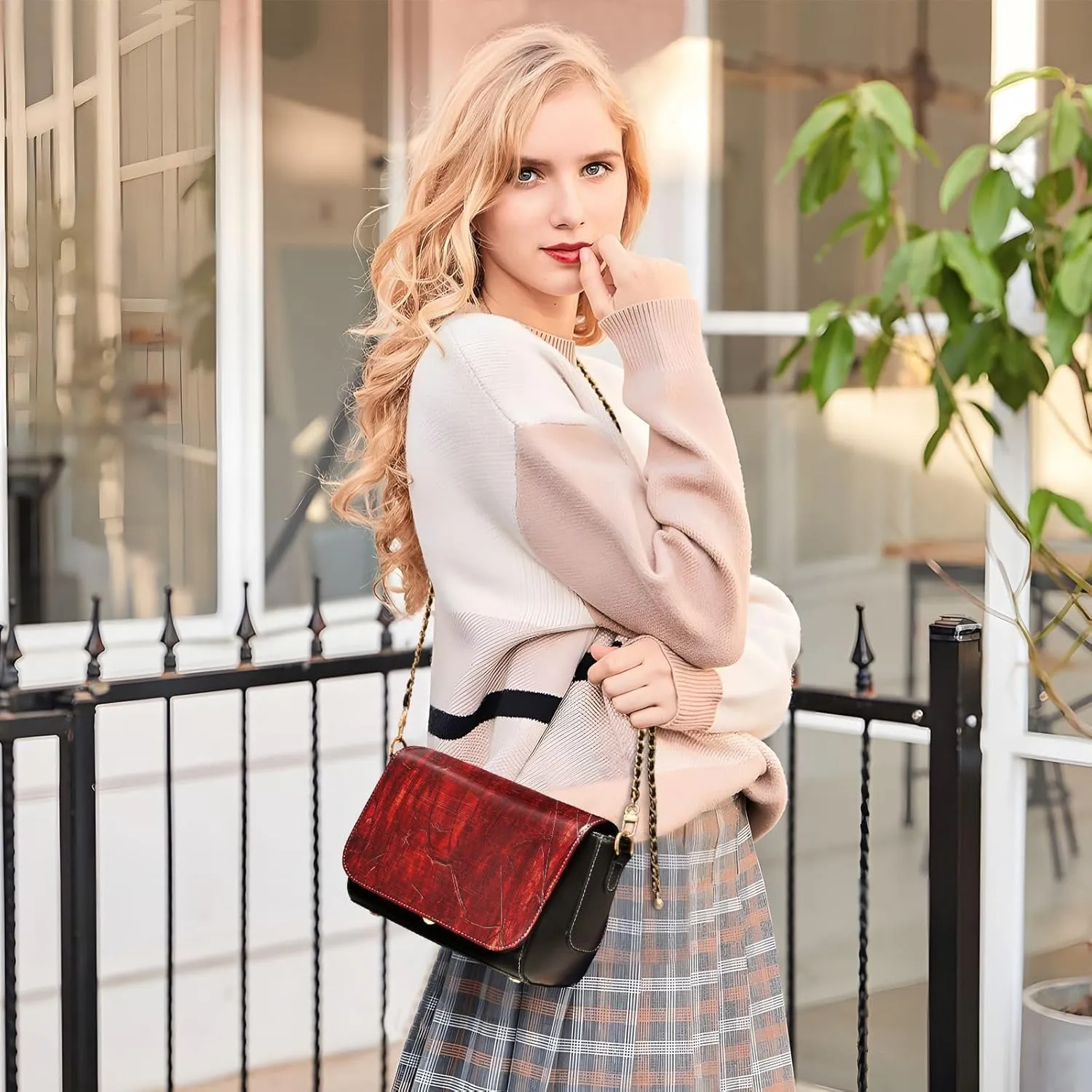 Crossbody Bags for Women Trendy Women's Black Shoulder Bag Small PU Leather Flap Cross Body Bag Handbags
