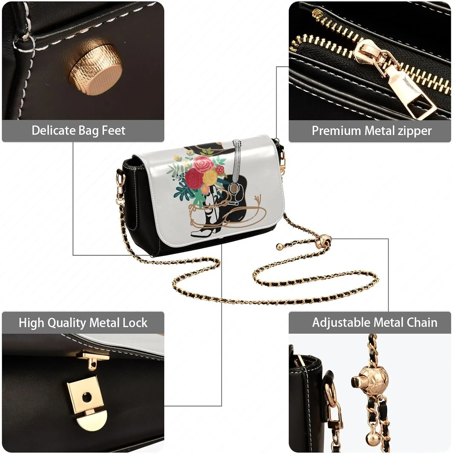 Crossbody Bags for Women Trendy Women's Black Shoulder Bag Small PU Leather Flap Cross Body Bag Handbags