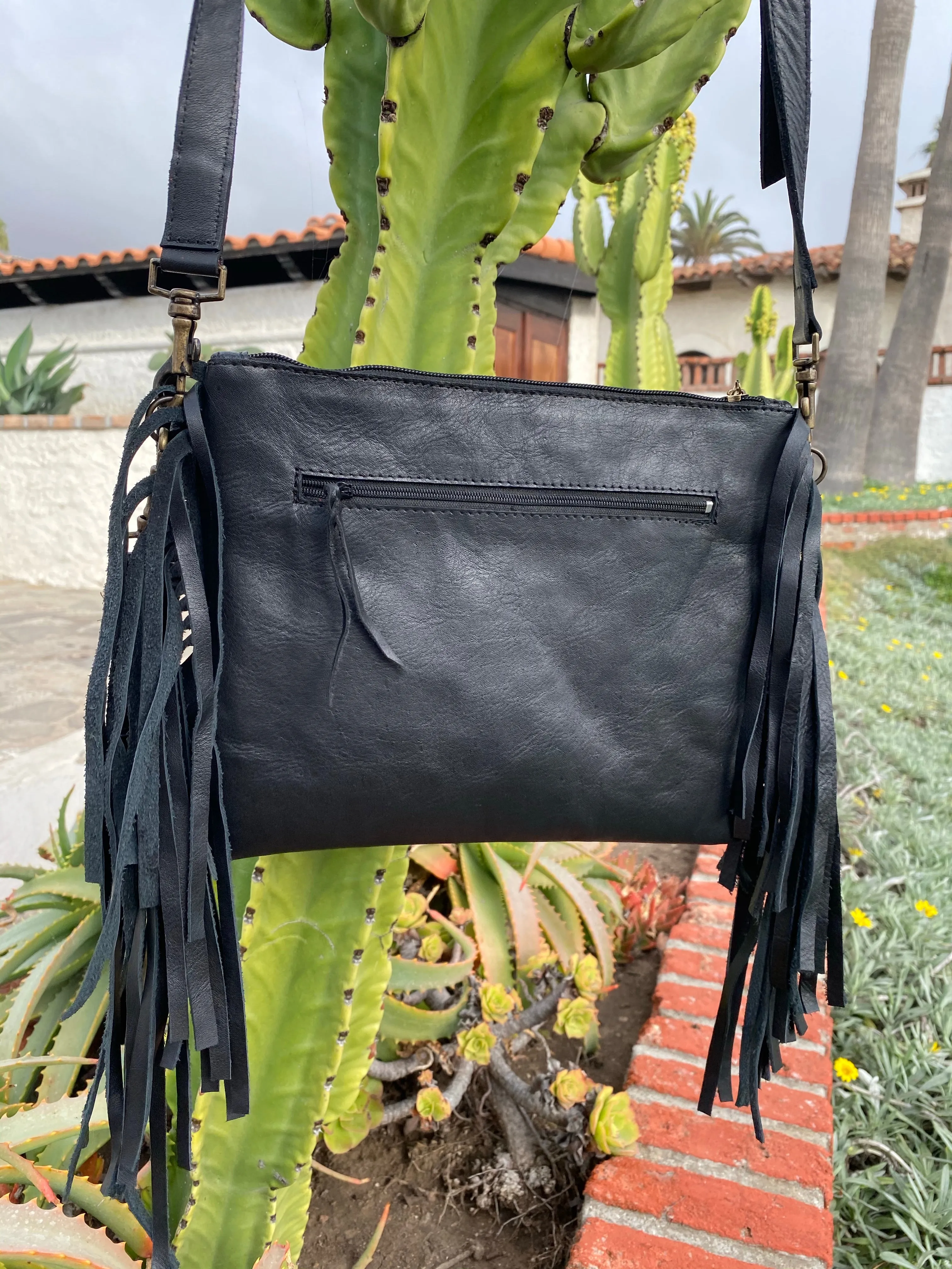 Crossbody Black Embossed Floral