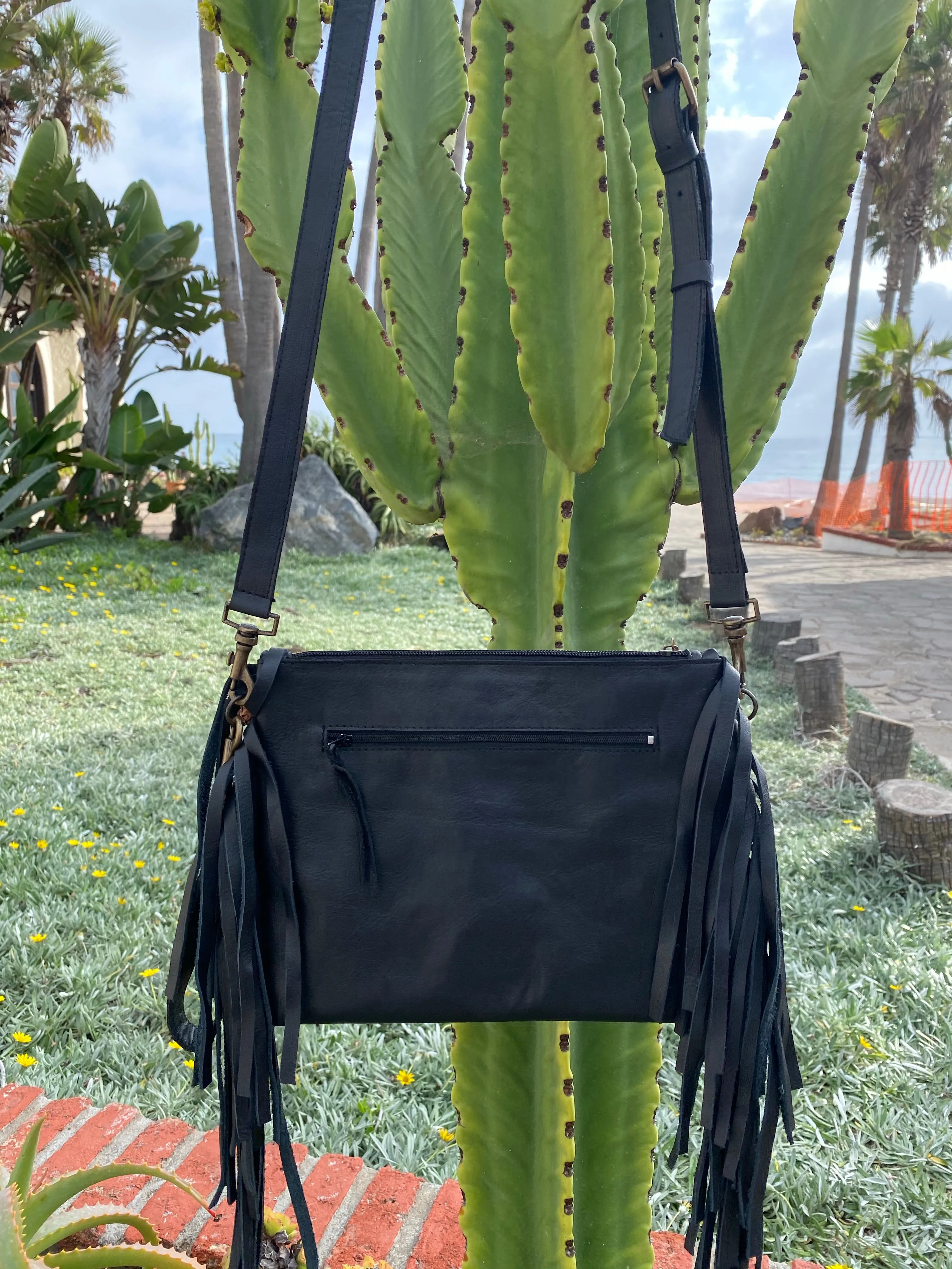 Crossbody Black Embossed Floral