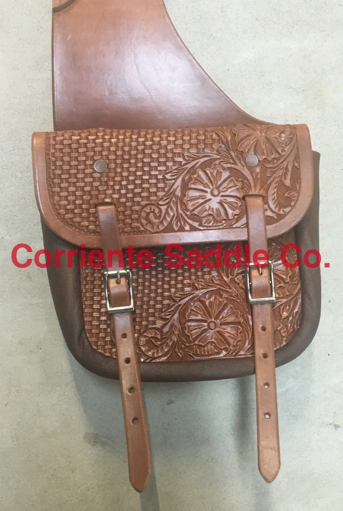 CSBAG 106 Saddle Bags Floral   Basket Tooling