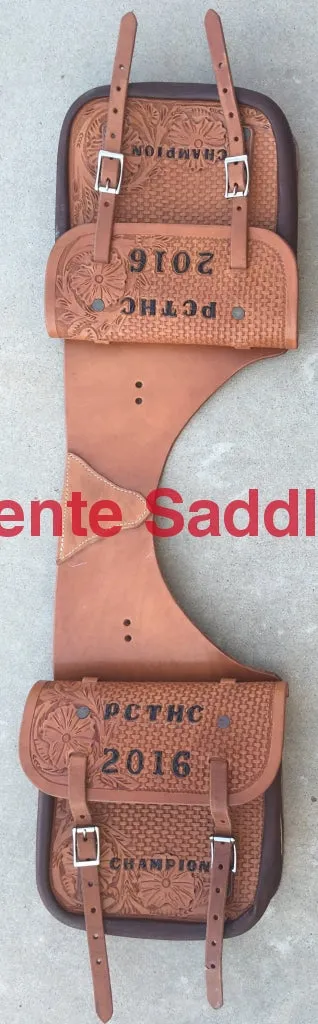 CSBAG 106A Saddle Bags Floral   Basket Tooling