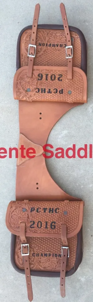 CSBAG 106A Saddle Bags Floral   Basket Tooling