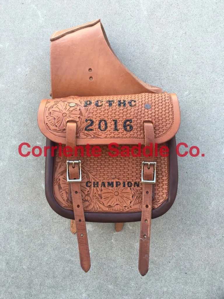 CSBAG 106A Saddle Bags Floral   Basket Tooling