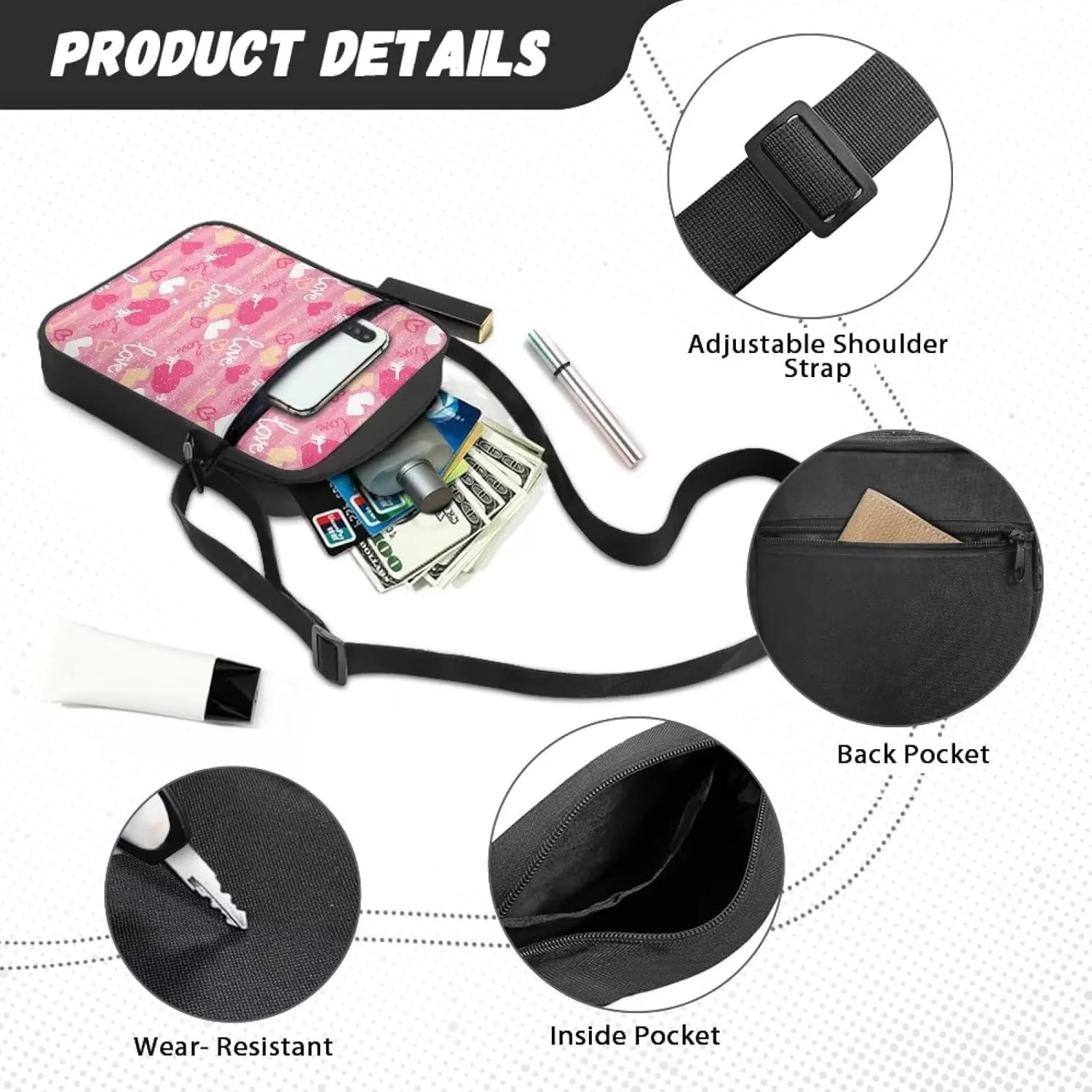 Custom Messenger Bag for Women Crossbody Bag for Men Shoulder Phone Bag Shoulder Handbag