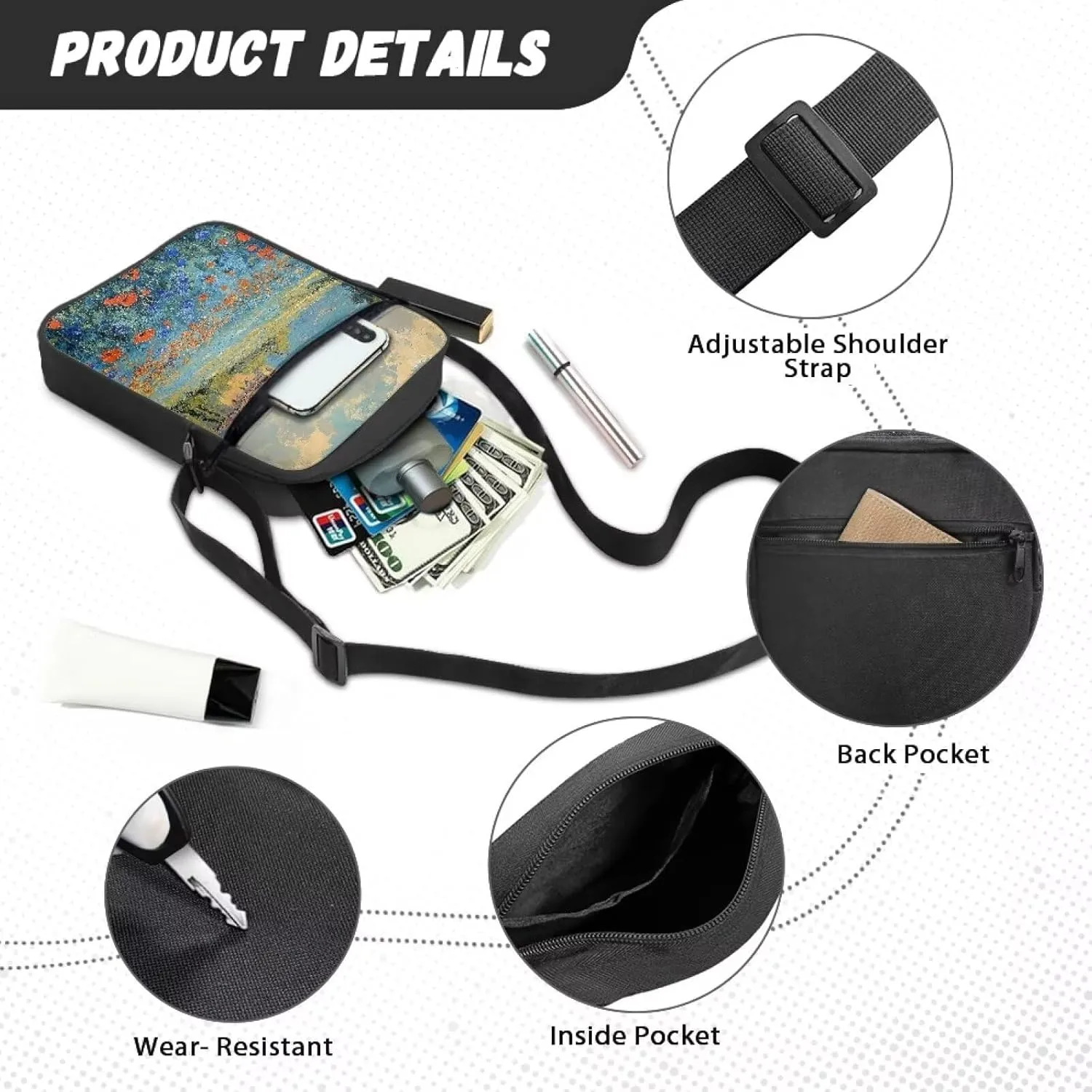 Custom Messenger Bag for Women Crossbody Bag for Men Shoulder Phone Bag Shoulder Handbag