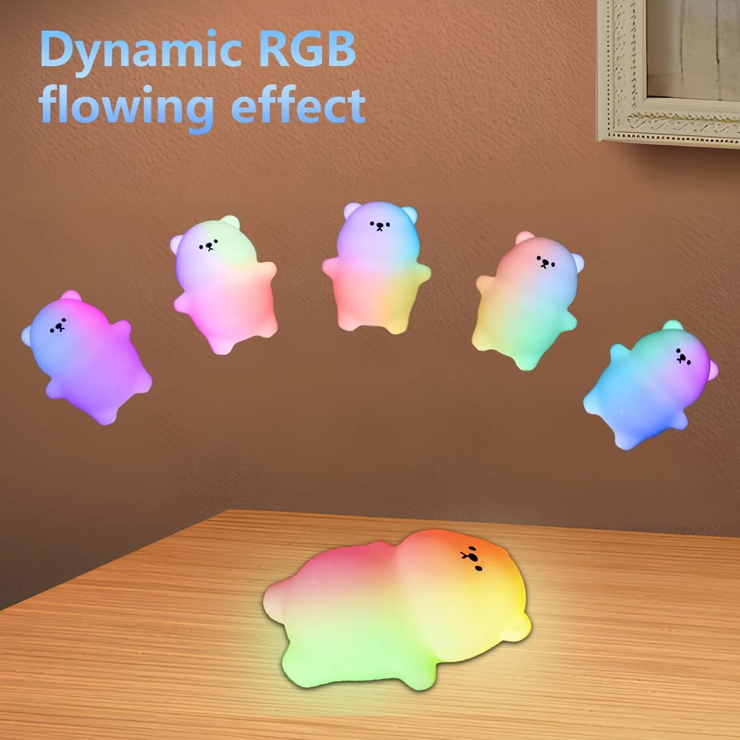 Cute Lying Bear Night Light, Magic Dimmable Nursery Kawaii Lamps for Room Decor, Super Squishy Silicone Night Lamp. Great Ambience Light for Camping Party Room Decor(Lying Bear)