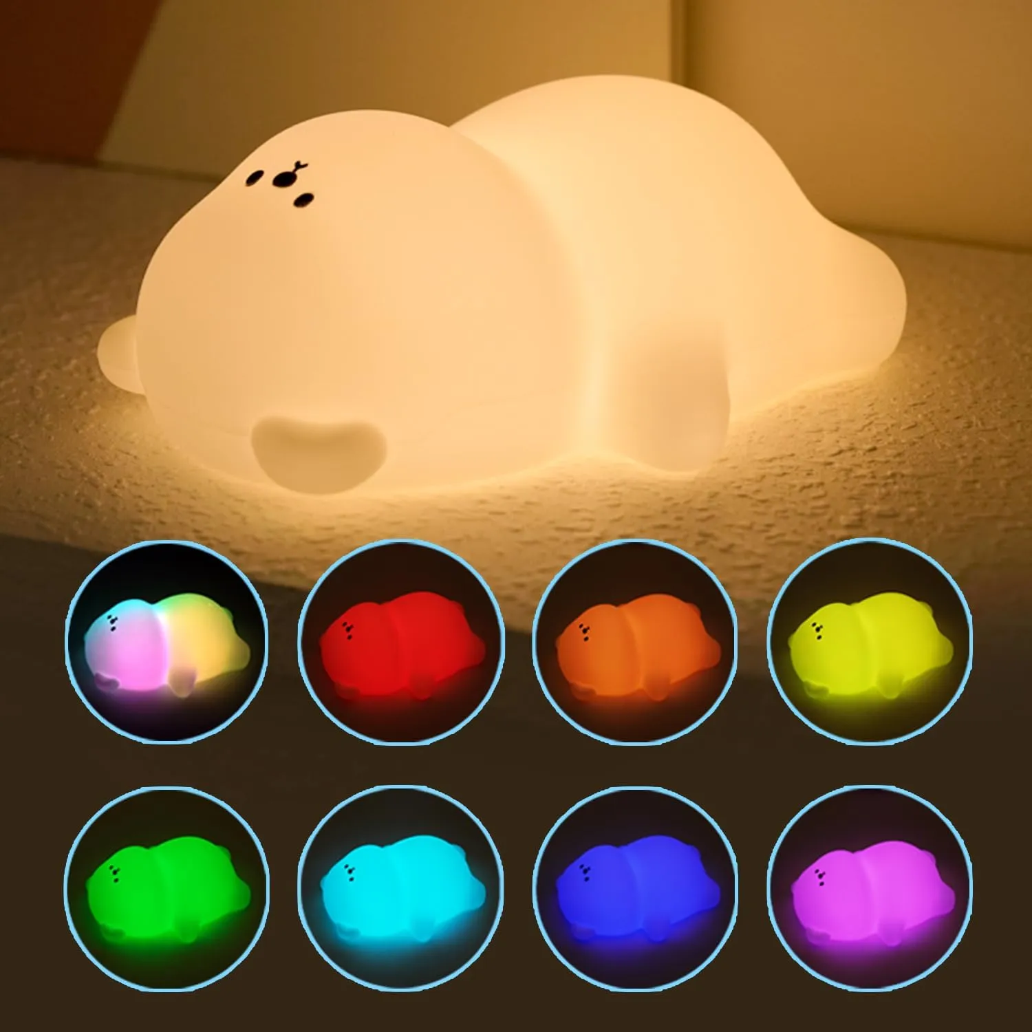 Cute Lying Bear Night Light, Magic Dimmable Nursery Kawaii Lamps for Room Decor, Super Squishy Silicone Night Lamp. Great Ambience Light for Camping Party Room Decor(Lying Bear)