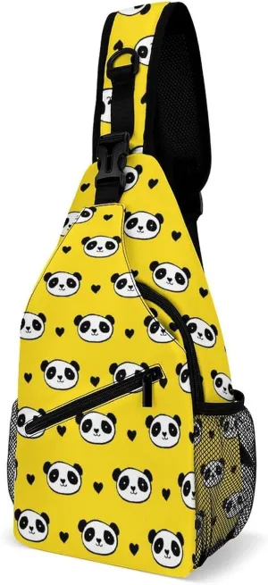 Cute Panda Bear Crossbody Bag Multipurpose Over Shoulder Sling Backpack Travel Chest Side Pouch Daypack
