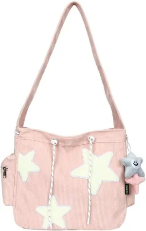 Cute Star Messenger Bag, Y2k Crossbody Bag, Kawaii Purse Canvas Crossbody, Aesthetic Shouder Bag For Women