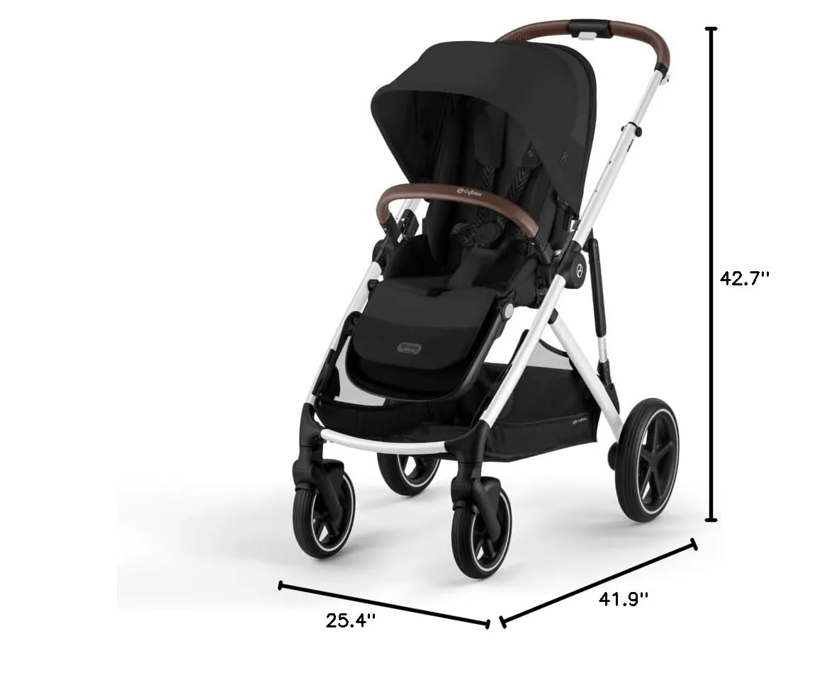 Cybex Gazelle S All-in-One Toddler and Baby Stroller with Over 20 Modular Configurations, Ergonomic Near-Flat Recline, Shopper Basket, and Compact Fold, Moon Black