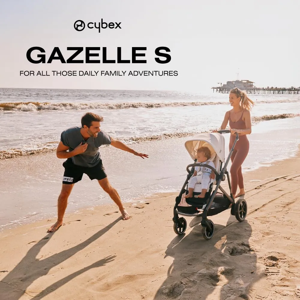 Cybex Gazelle S All-in-One Toddler and Baby Stroller with Over 20 Modular Configurations, Ergonomic Near-Flat Recline, Shopper Basket, and Compact Fold, Moon Black