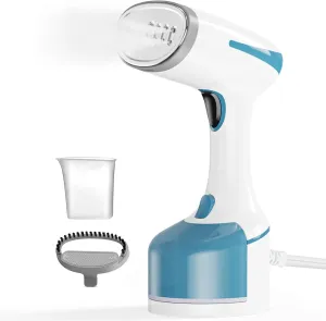 DBC 1500W Steamer for Clothes With 250ml Water Tank, 20S Fast Heat-up Portable Handheld Garment, 2 in 1 Fabric Wrinkle Remover and Clothing Iron with Brush - Blue