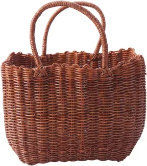 DECHOUS 1Pc Portable Woven Plastic Picnic Basket Compact Storage Holder for Fruits Flowers and Snacks for Outdoor Gatherings Home Decor and Spring Outings