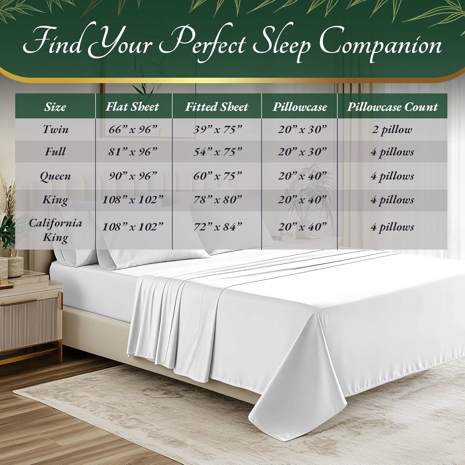 DECOLURE 100% Organic Viscose Derived from Bamboo Sheets Queen Size 6pcs - Ultra Soft & Luxuriously Cooling, 17" Deep Pocket, Double Stitching, Perfect for Hot Sleepers - Queen Bed Sheets (White)