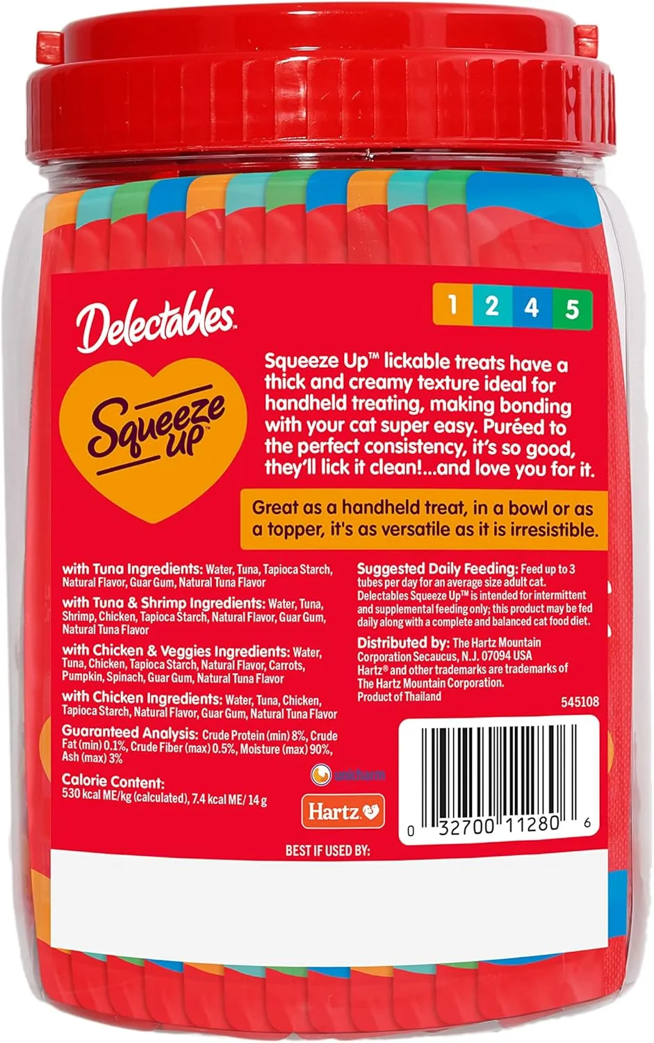 Delectables Squeeze Up Variety Pack, Creamy Squeezable Puree, Lickable Wet Cat Treats, Grain Free, No Added Fillers, No by-Products, No Added Preservatives, 0.5 Ounces Tube, 48 Tubes Total