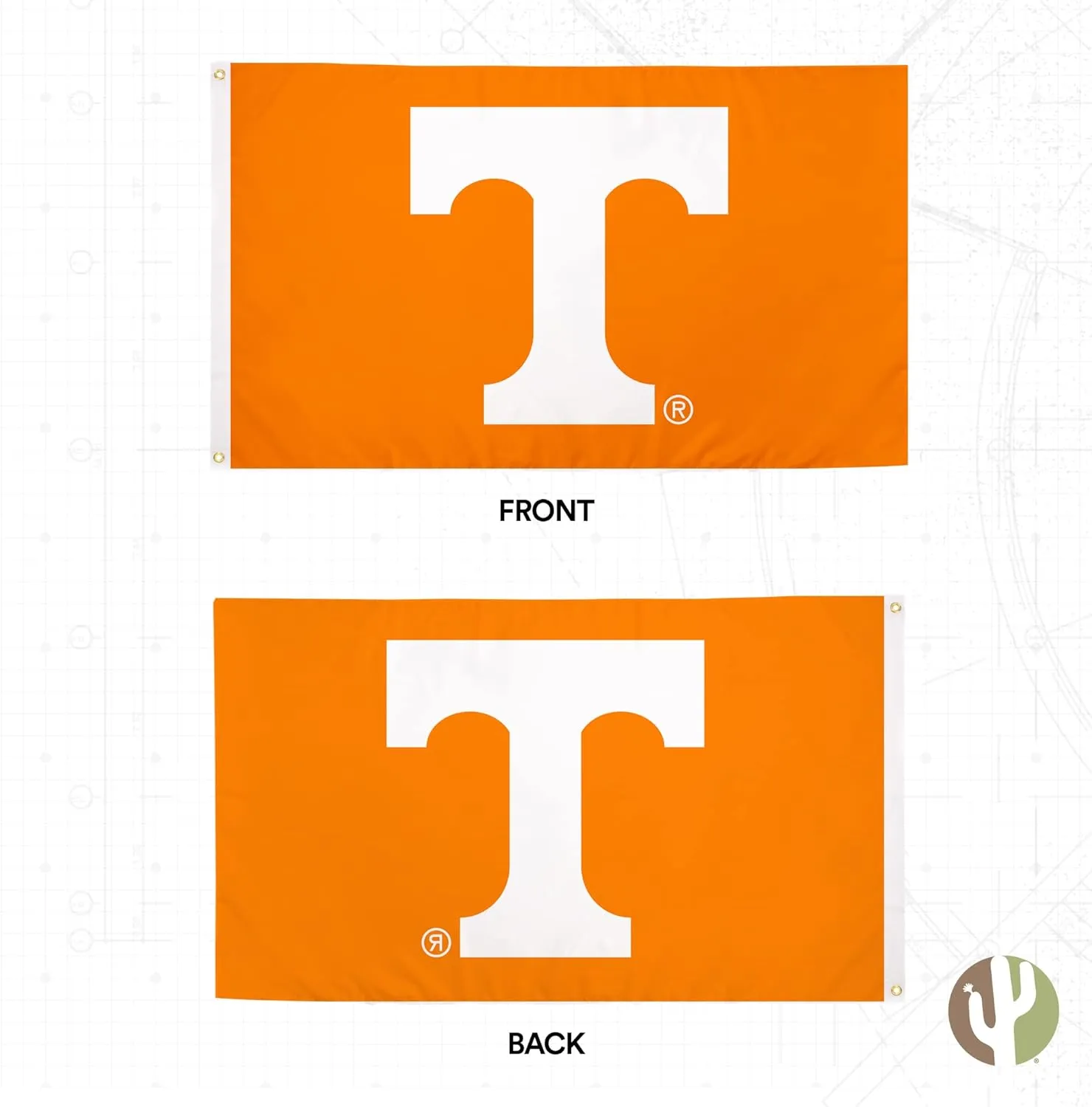 Desert Cactus University of Tennessee UT Flag - 3 x 5 Feet Volunteers Banner, Indoor/Outdoor Durable Fabric, 100% Polyester Design (Style 1)