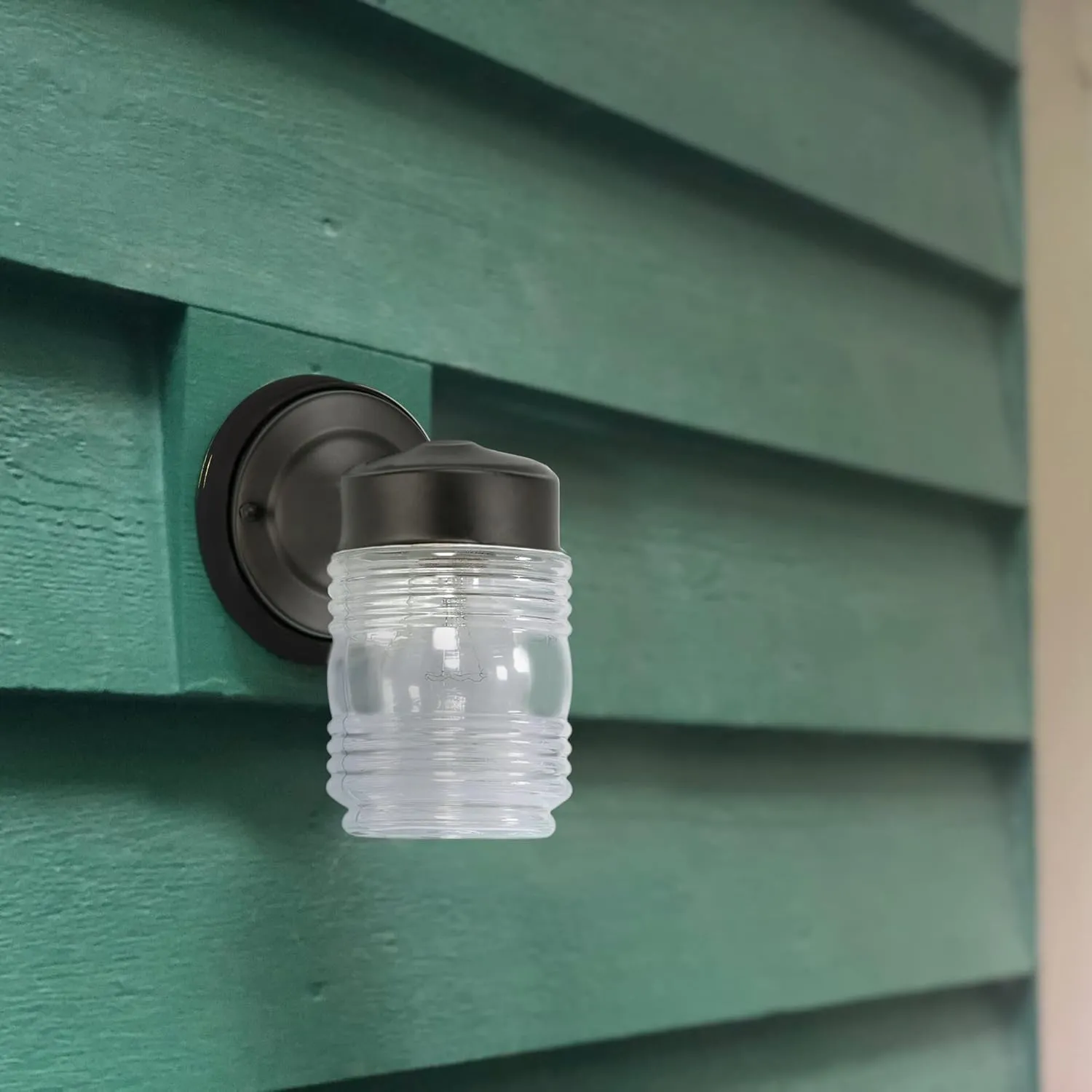 Design House 502195 Jelly Jar 1 Light Indoor/Outdoor Wall Light, Black