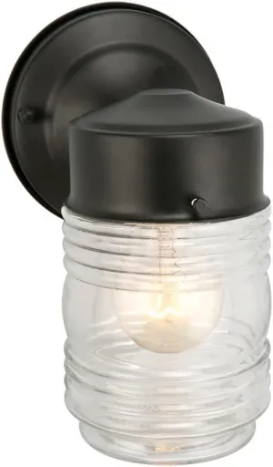 Design House 502195 Jelly Jar 1 Light Indoor/Outdoor Wall Light, Black