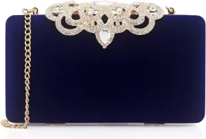 Dexmay Rhinestone Clutch Bag with Crystal Crown Clasp Women Evening Handbag Formal Party Purse