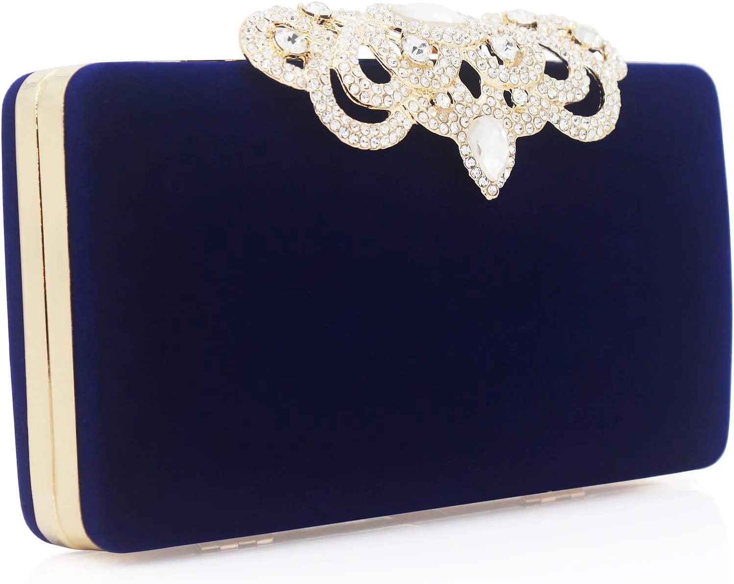 Dexmay Rhinestone Clutch Bag with Crystal Crown Clasp Women Evening Handbag Formal Party Purse