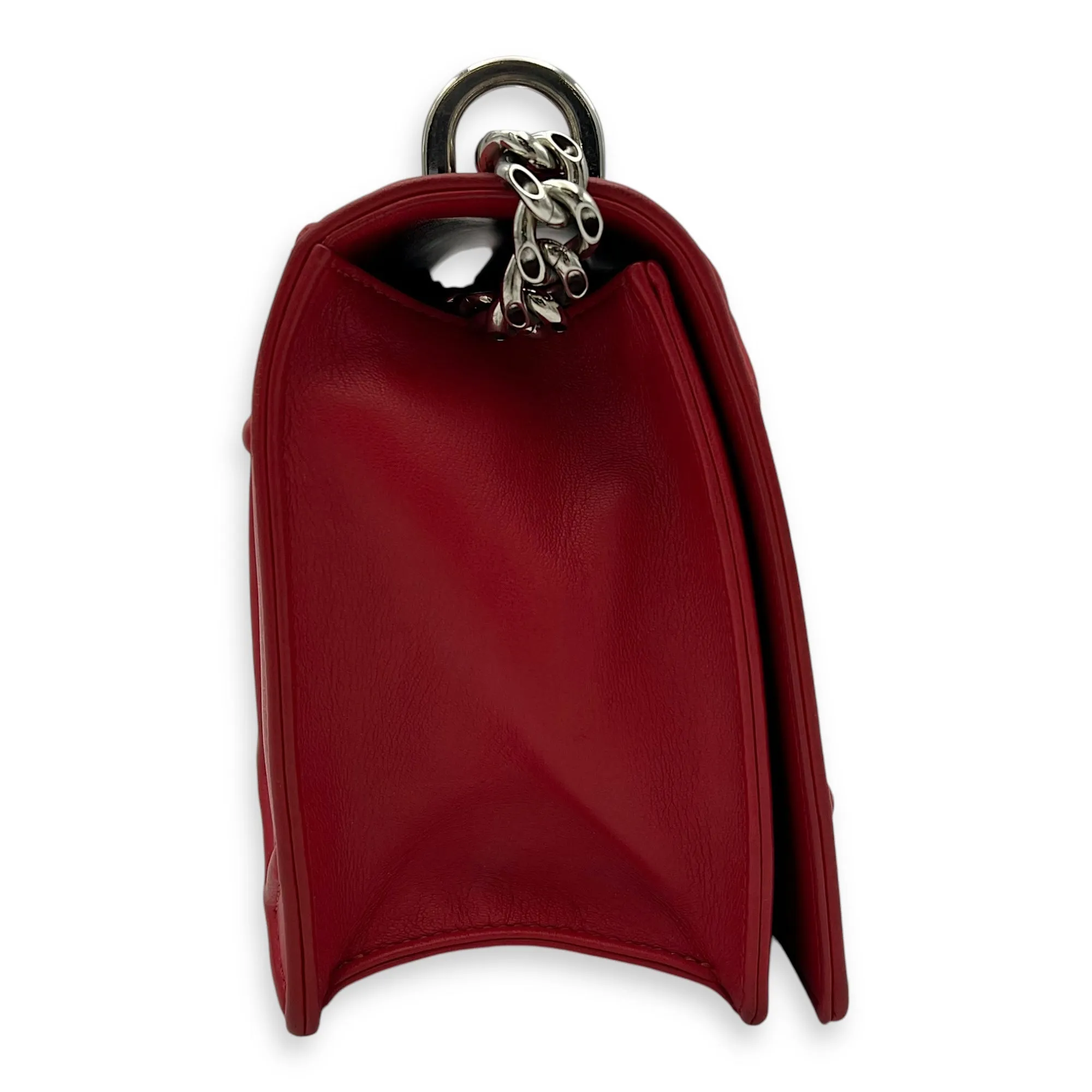 Diorama Red Crossbody Bag in Lambskin, Silver hardware