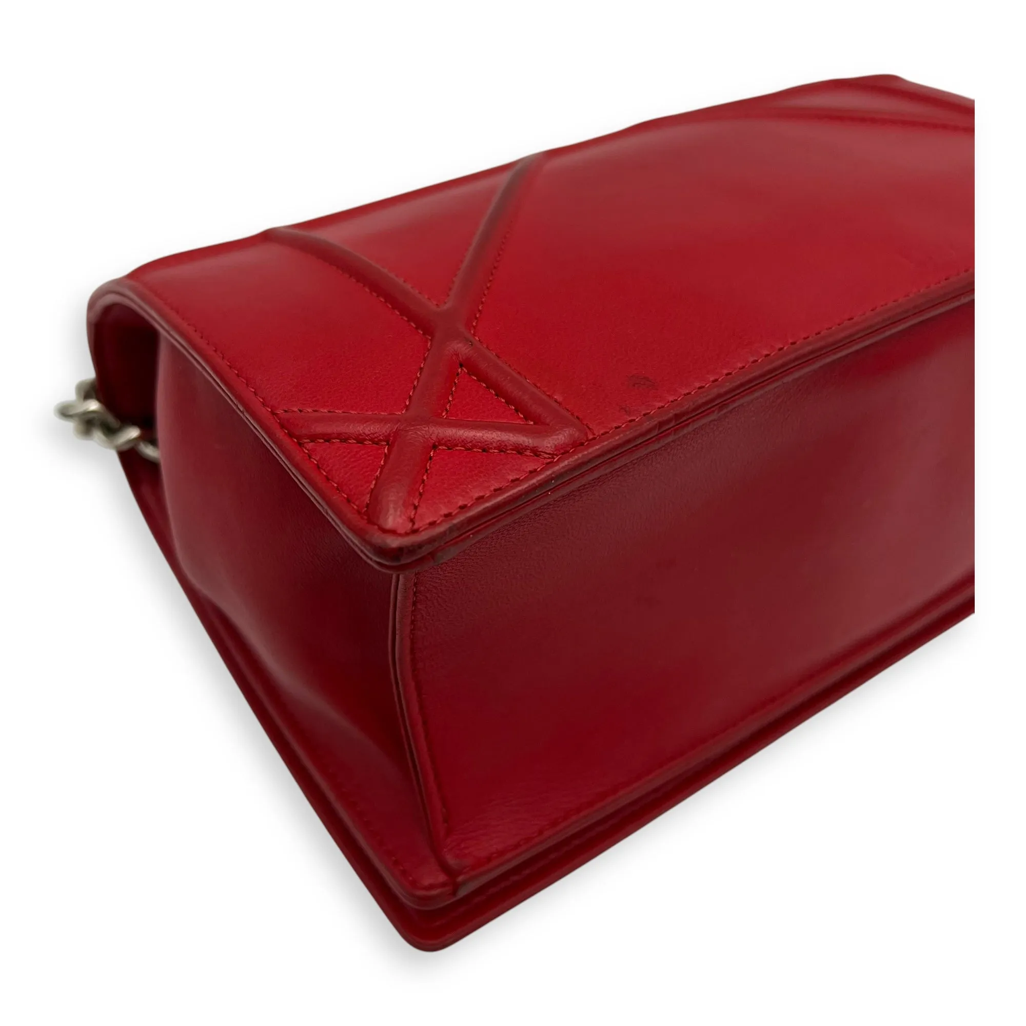 Diorama Red Crossbody Bag in Lambskin, Silver hardware