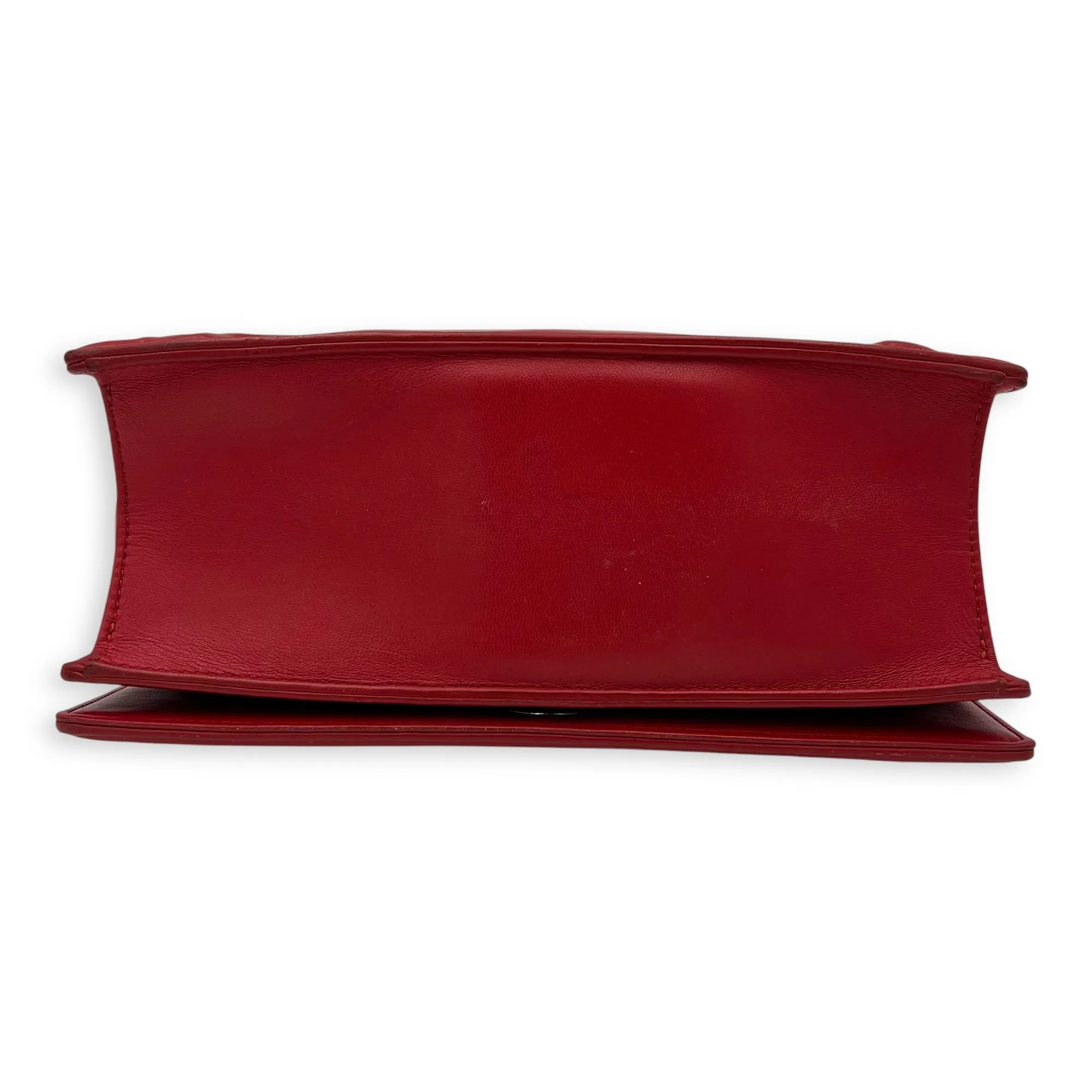 Diorama Red Crossbody Bag in Lambskin, Silver hardware