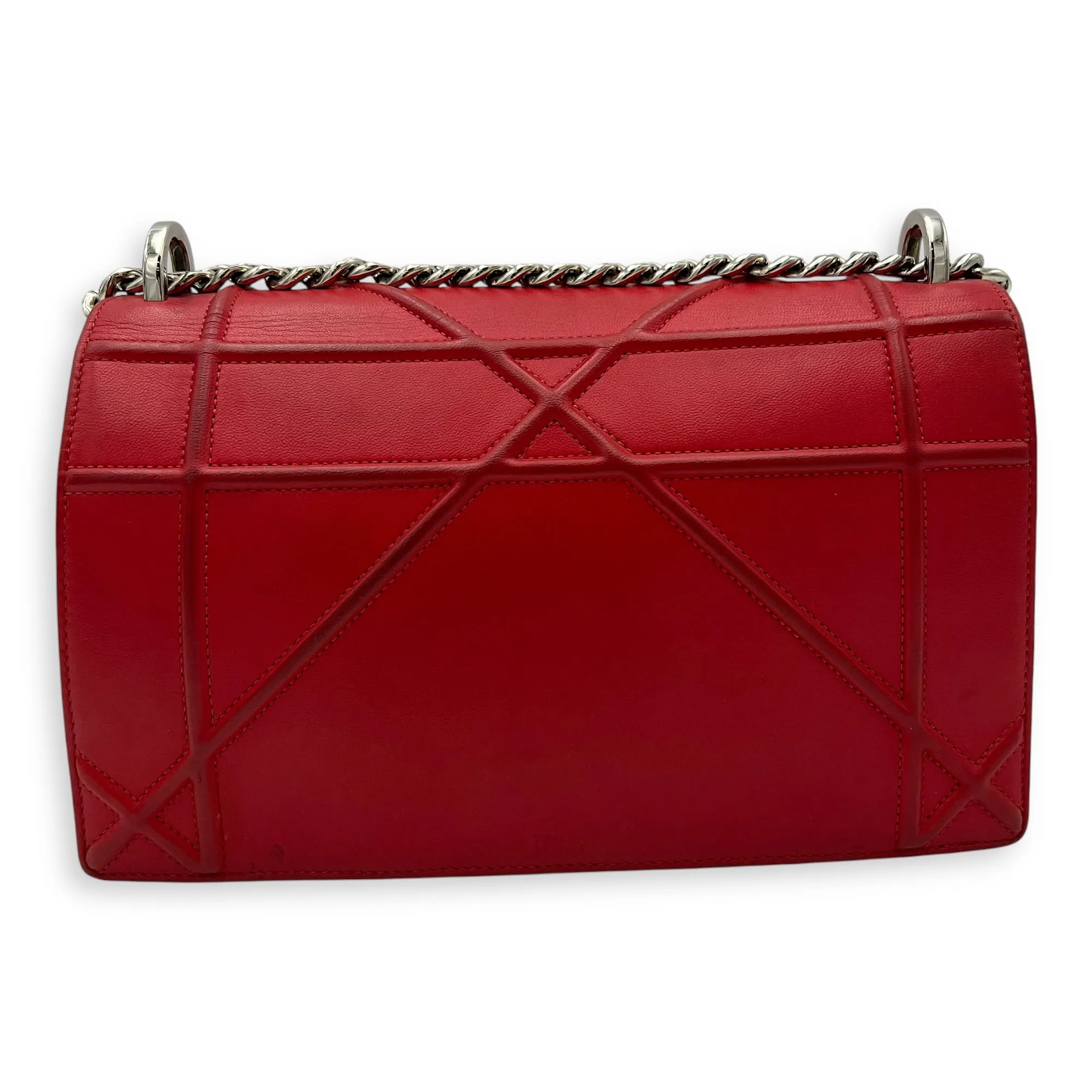Diorama Red Crossbody Bag in Lambskin, Silver hardware