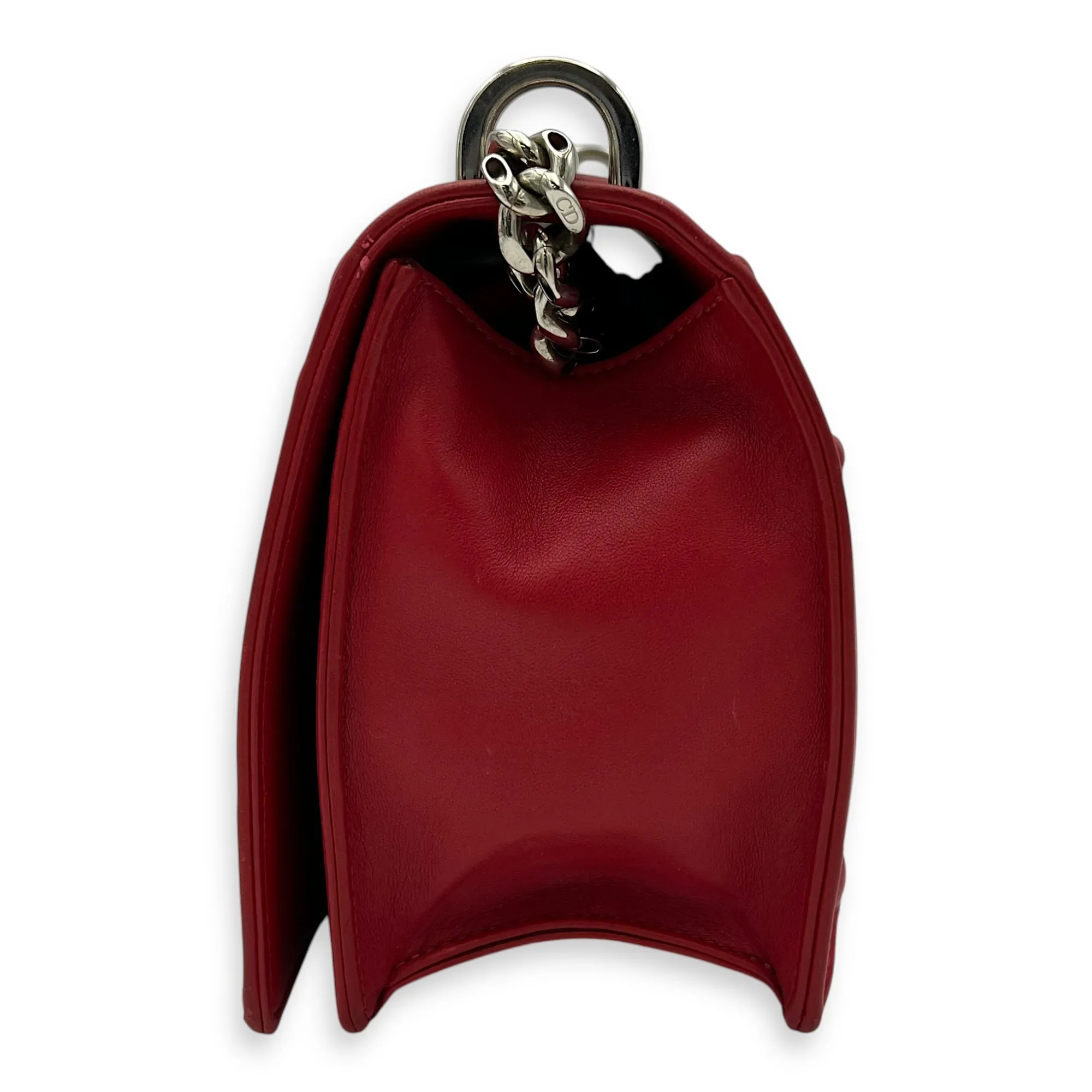 Diorama Red Crossbody Bag in Lambskin, Silver hardware
