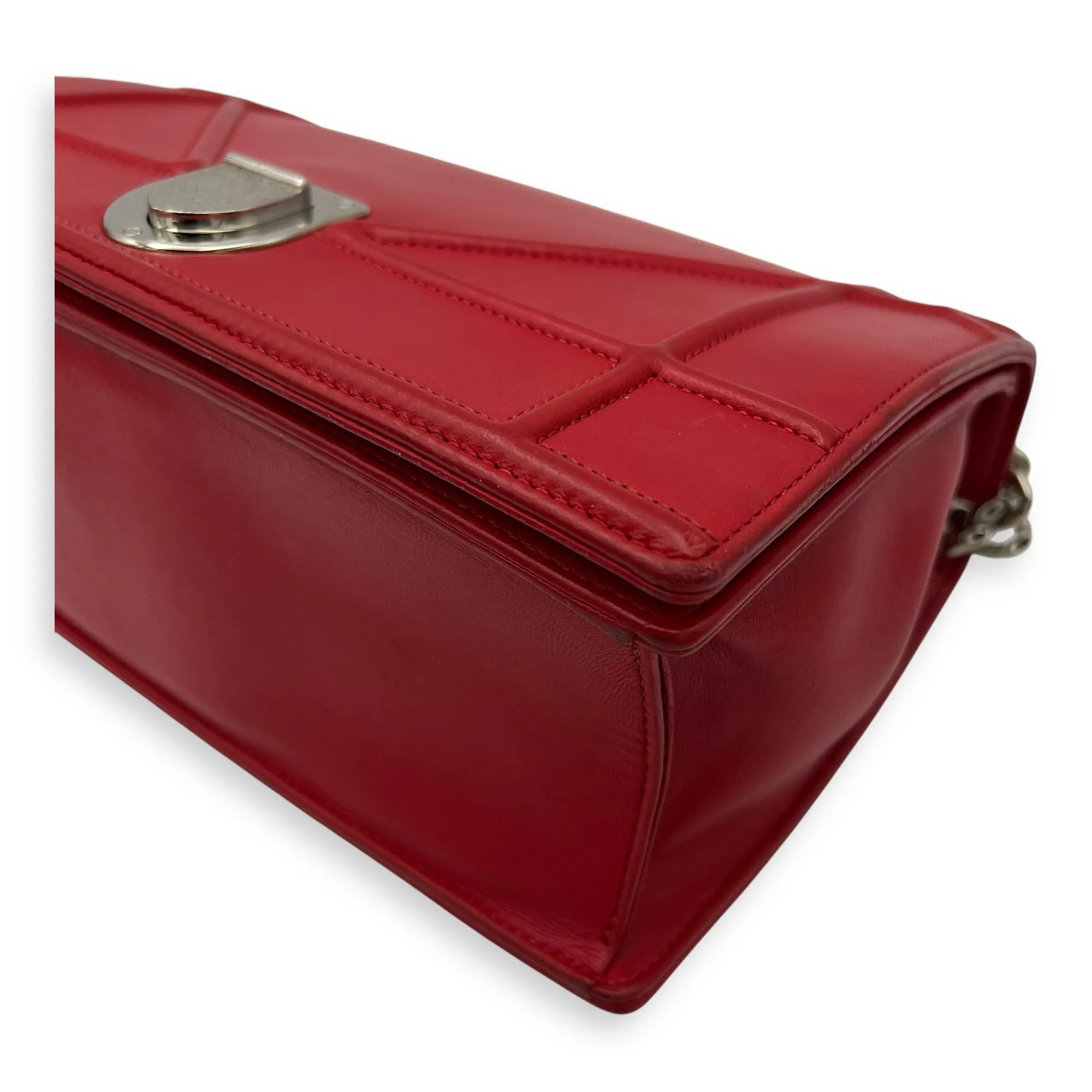 Diorama Red Crossbody Bag in Lambskin, Silver hardware