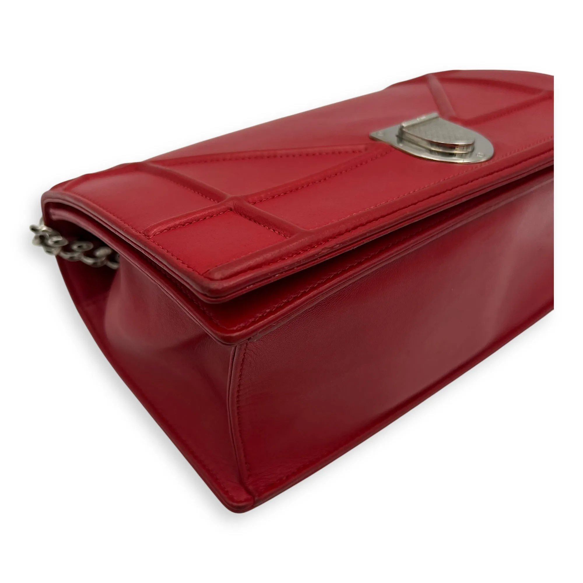 Diorama Red Crossbody Bag in Lambskin, Silver hardware