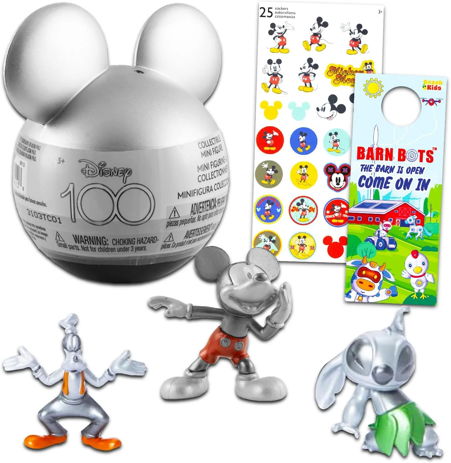 Disney 100 Blind Ball Set- Bundle of 1 Disney 100 Blind Ball Mystery Toy for Boys and Girls, Stickers, and More | Collectible Mickey Mouse Figures for Kids