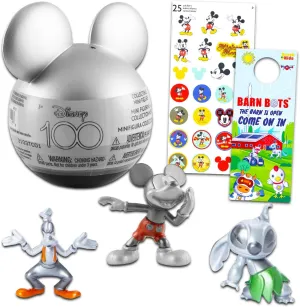 Disney 100 Blind Ball Set- Bundle of 1 Disney 100 Blind Ball Mystery Toy for Boys and Girls, Stickers, and More | Collectible Mickey Mouse Figures for Kids