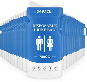 Disposable Urine Bags - 12/24 PCS Portable Pee Bags for Travel for Women/Men, 750ML Emergency Vomit Bags Disposable Urinals, Unisex Urinal Bag for Camping, Traffic Jams, Pregnant, Patient, Kids